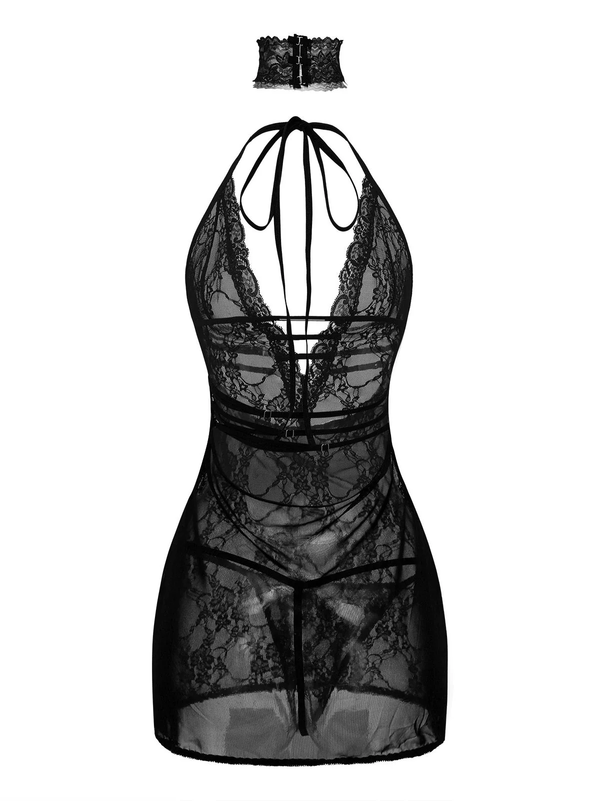 1980s V-Neck Backless Sexy Lace Cami Nightgown - Image 9