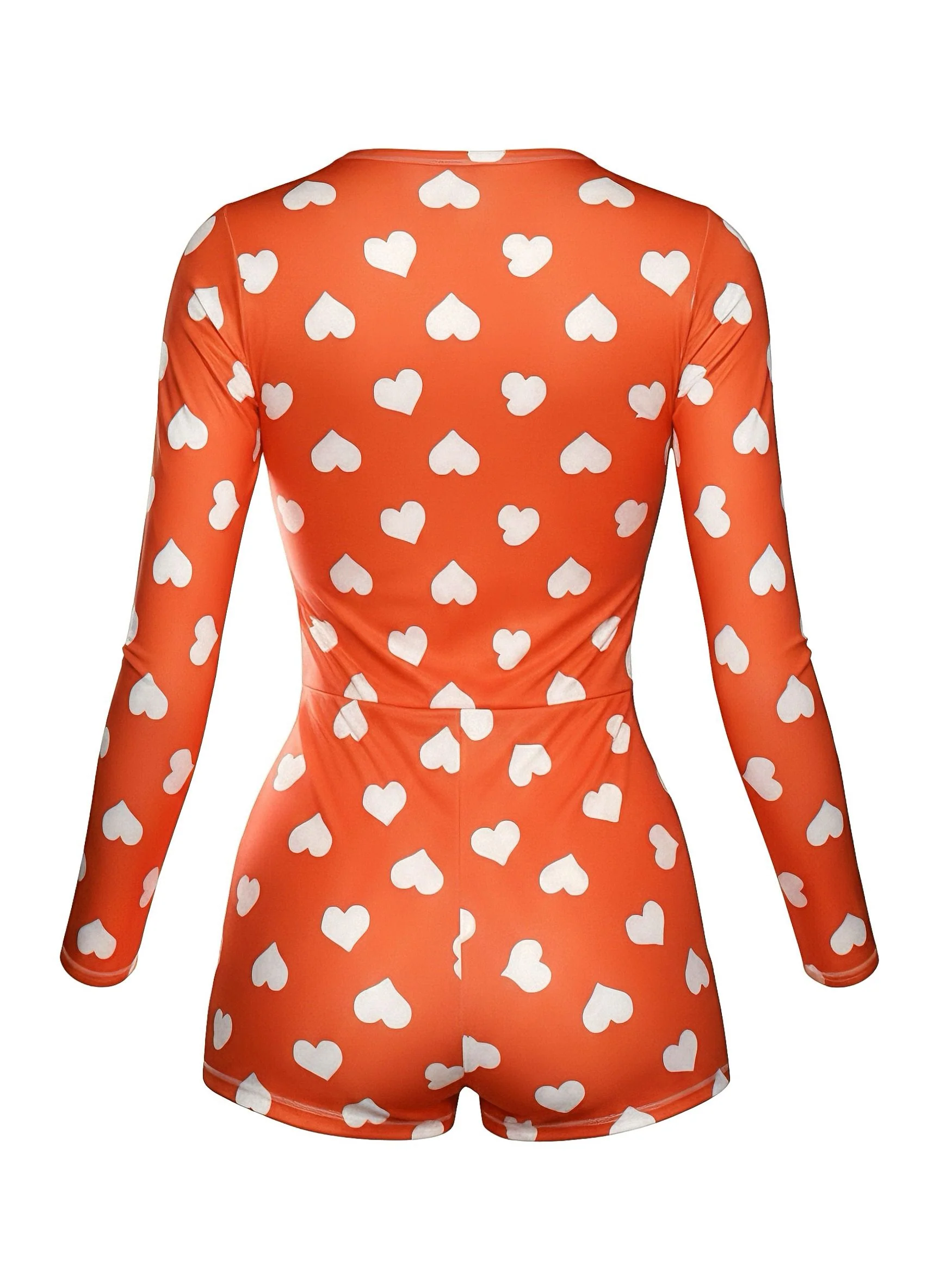 1980s V-Neck Heart Slip Print Romper Pajama - Image 6