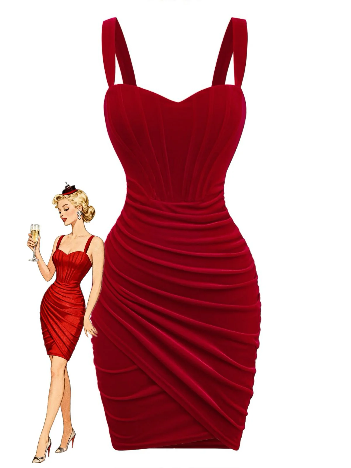 1980s Velvet Corset Ruched Sweetheart Mini Dress