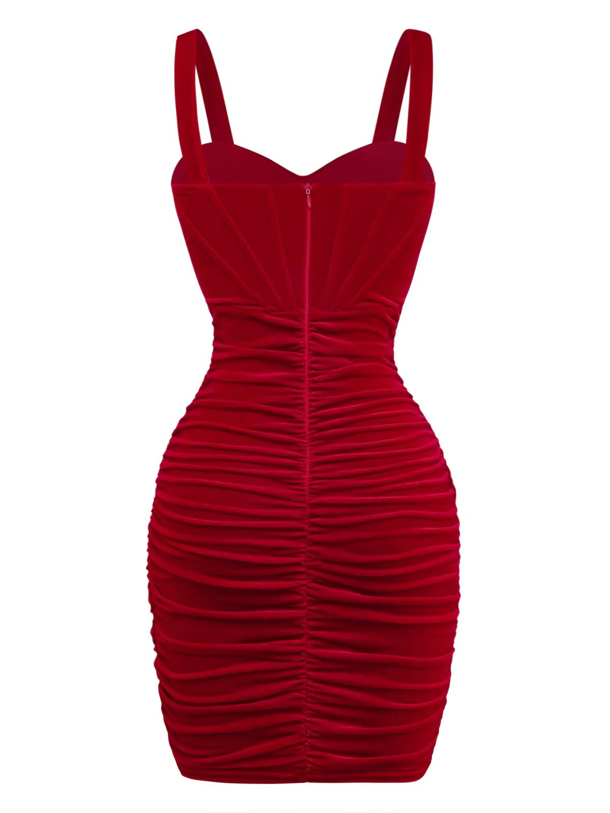 1980s Velvet Corset Ruched Sweetheart Mini Dress - Image 3