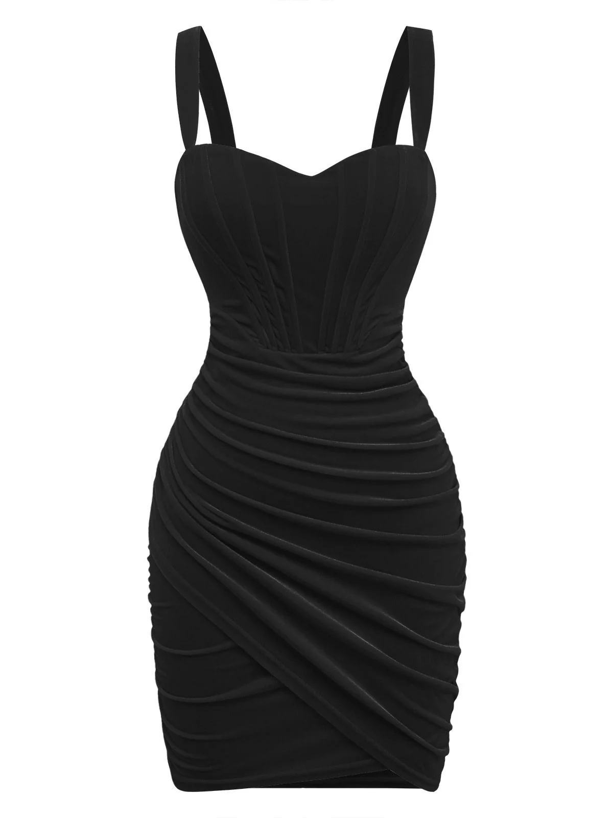 1980s Velvet Corset Ruched Sweetheart Mini Dress - Image 8