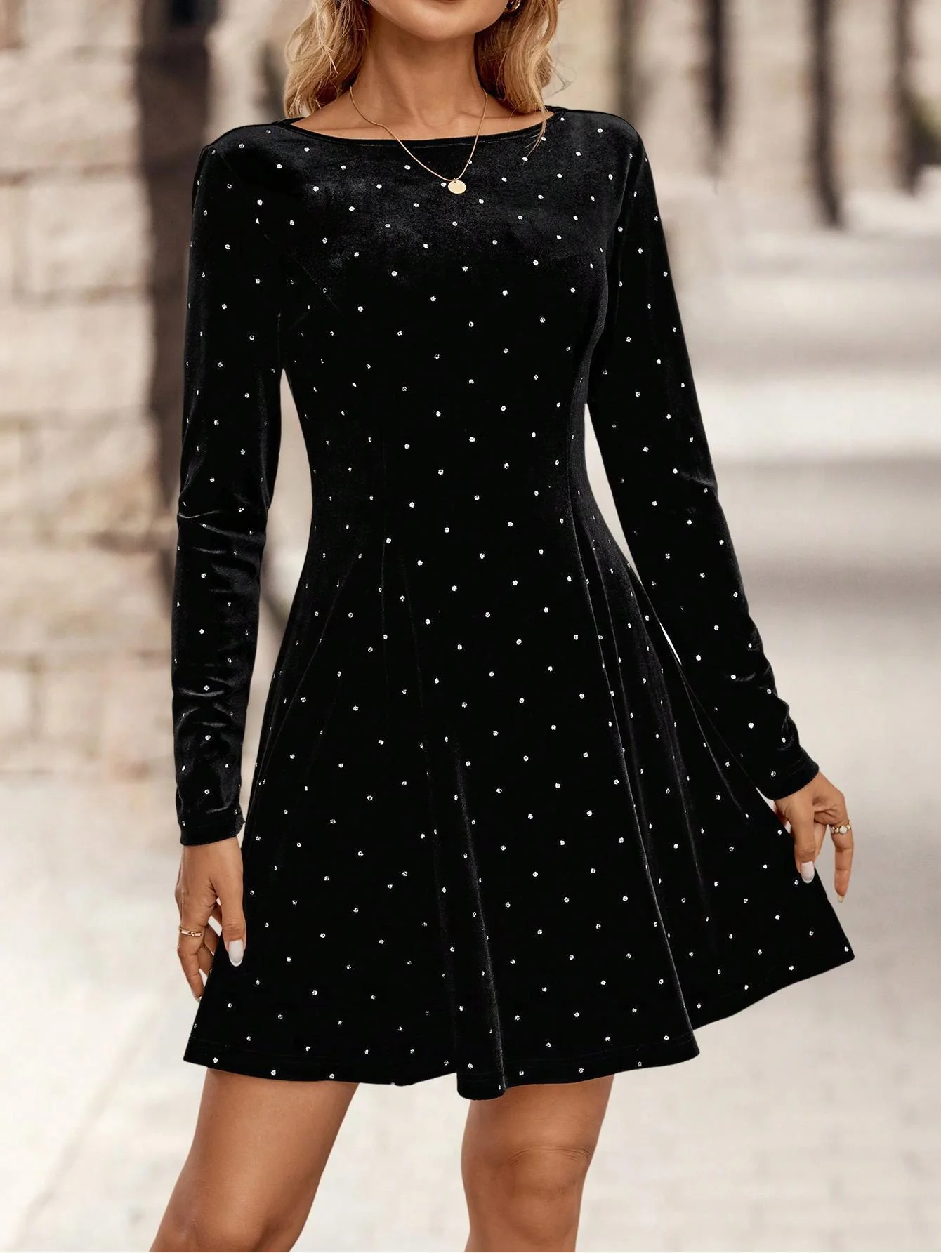1980s Velvet Rhinestone Fit Party Dress - Image 15