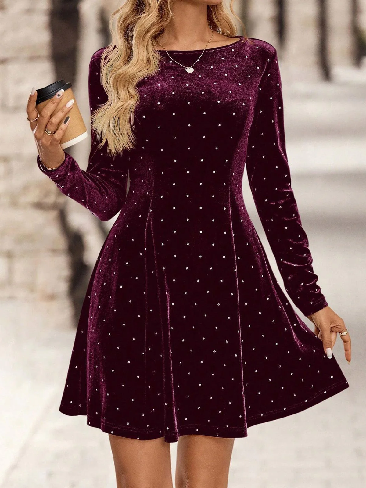1980s Velvet Rhinestone Fit Party Dress - Image 3