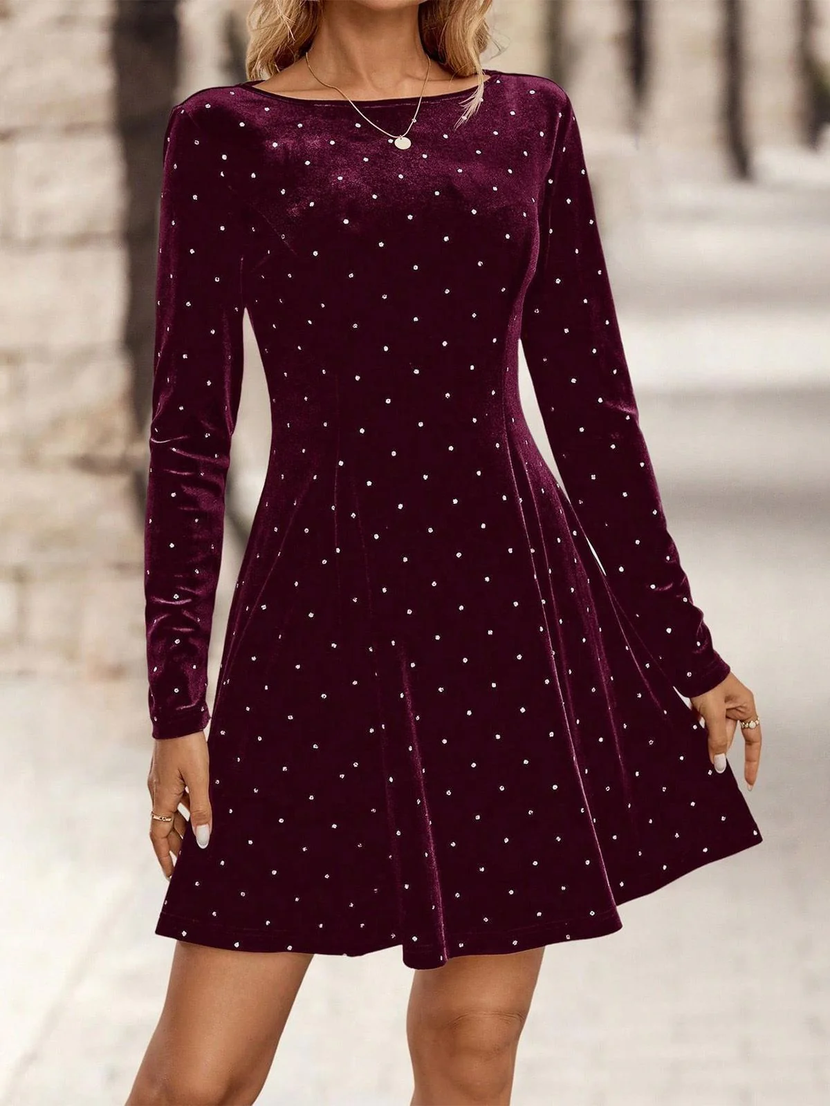 1980s Velvet Rhinestone Fit Party Dress - Image 4