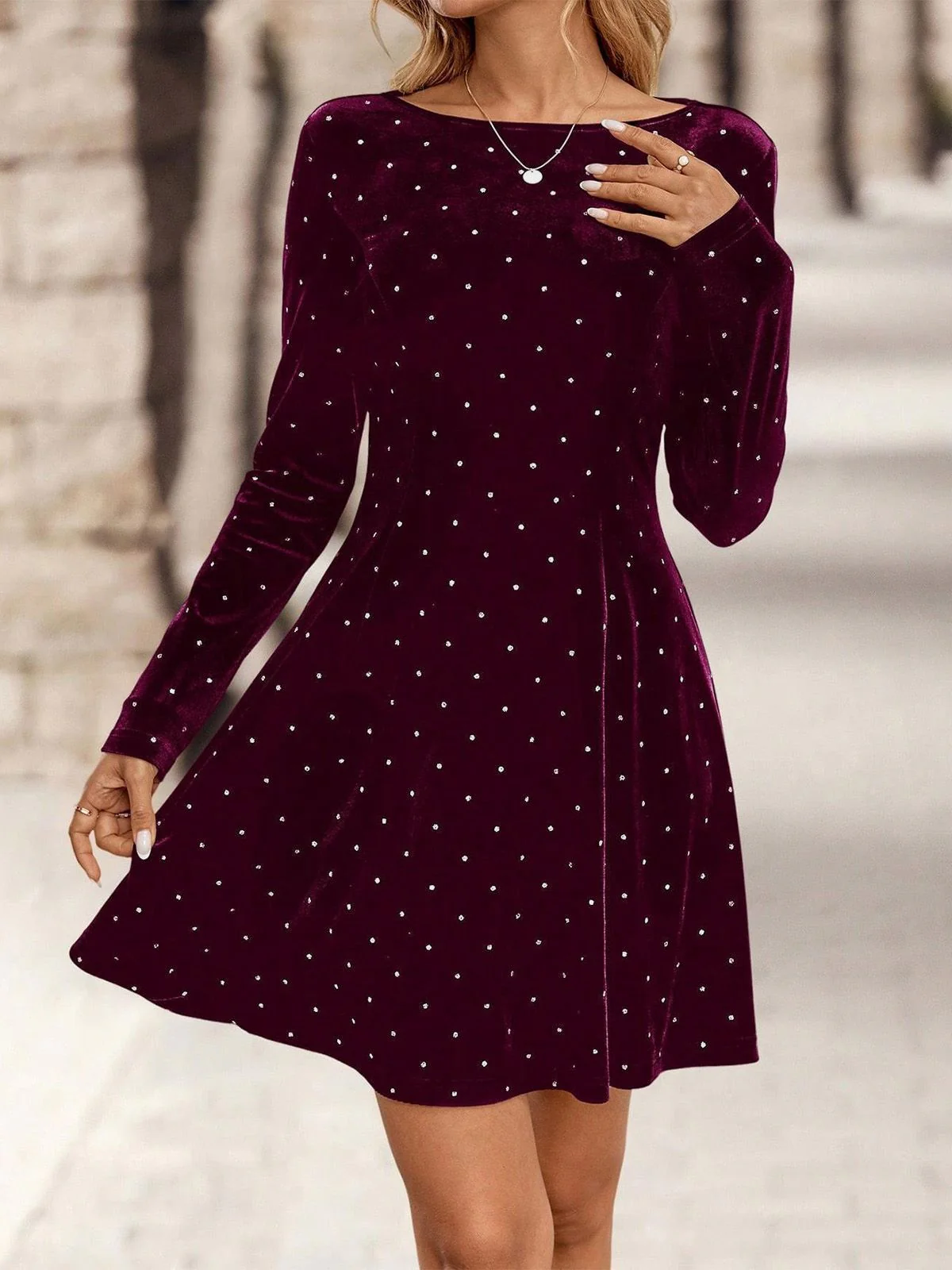 1980s Velvet Rhinestone Fit Party Dress - Image 6