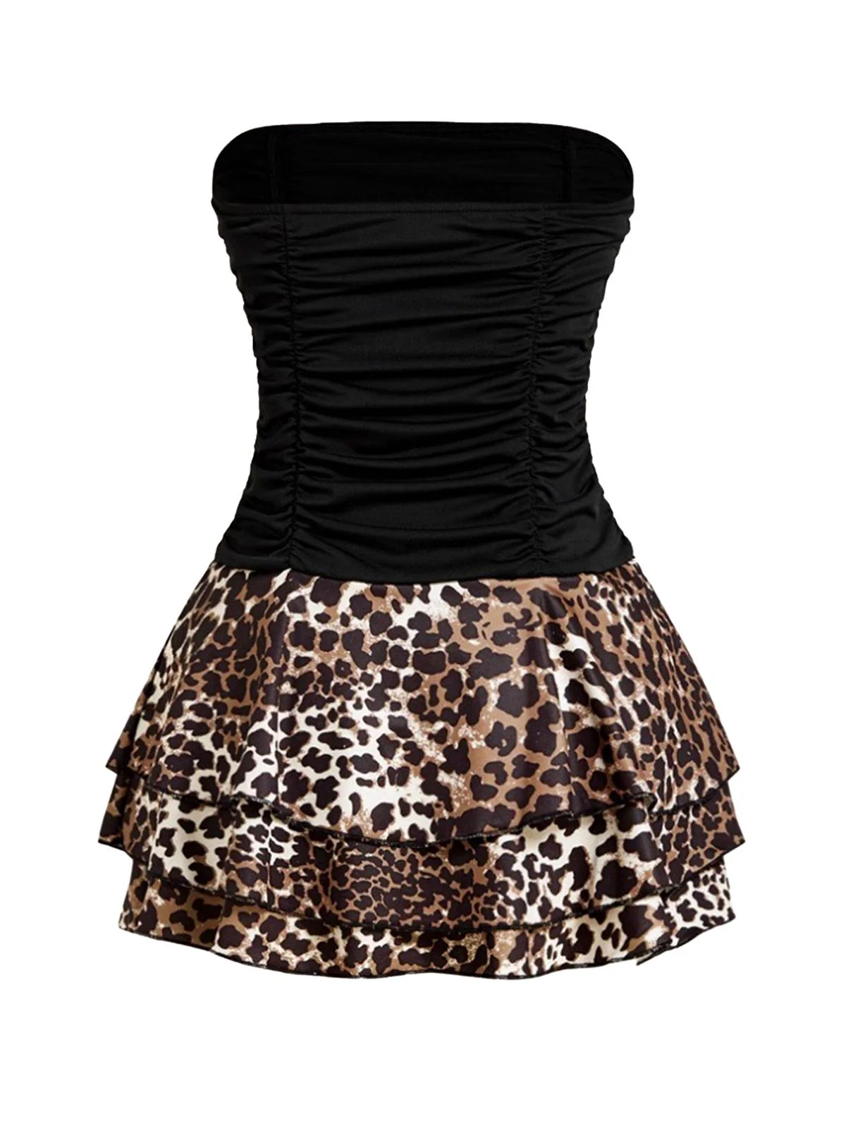 1980s Wrap Leopard Ruffle Tie Mini Dress - Image 3