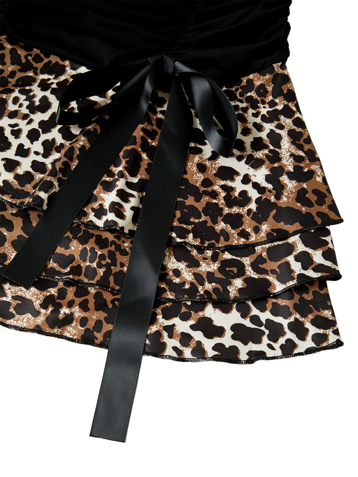 1980s Wrap Leopard Ruffle Tie Mini Dress - Image 5