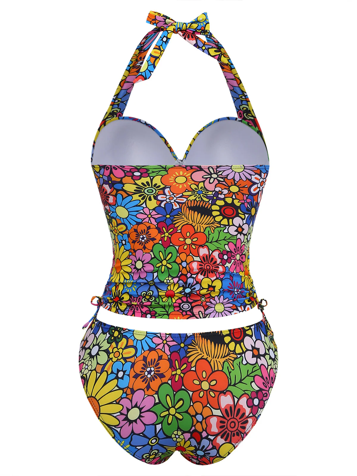 2000s Daisy Halter Colourful Tankini Set - Image 3