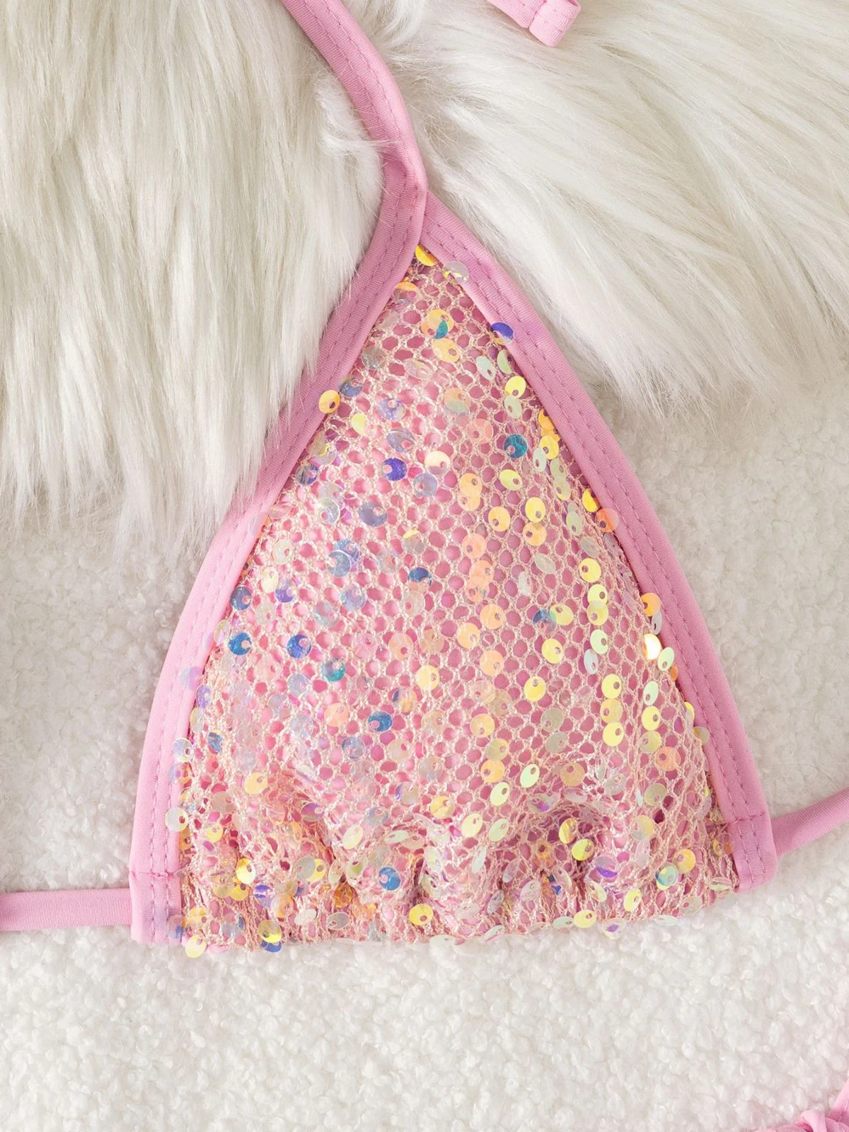 2000s Y2K Sequin Tie-Halter Triangle Bikini Set - Image 5