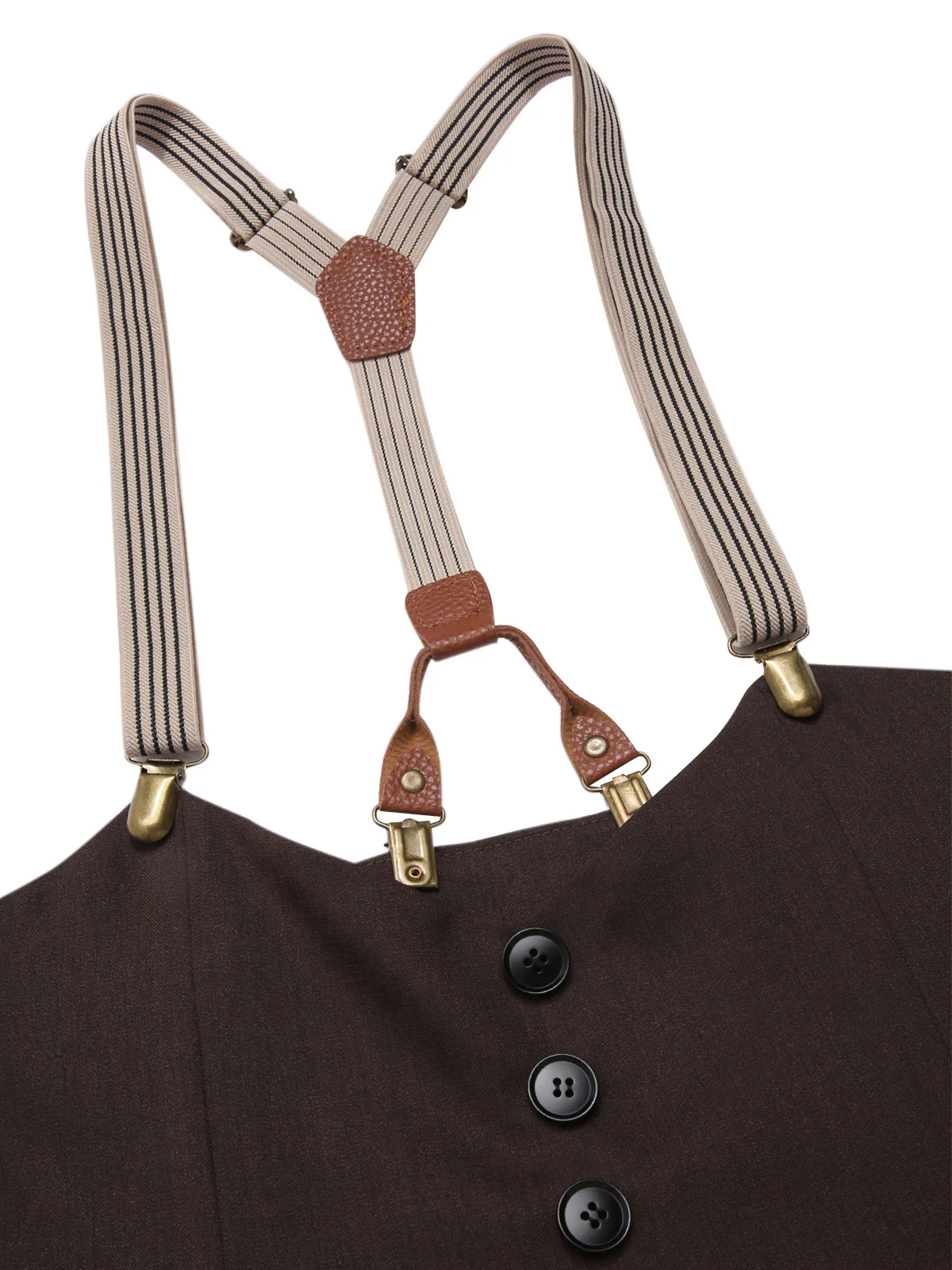 2PCS 1930s Cotton Solid Blouse & Suspender Pants - Image 10