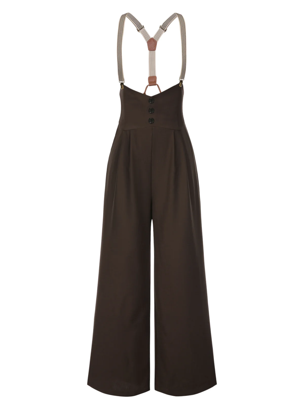 2PCS 1930s Cotton Solid Blouse & Suspender Pants - Image 9