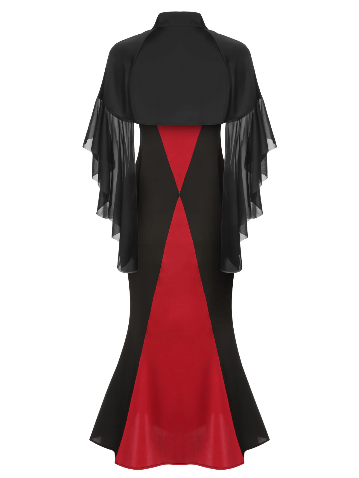 2PCS 1930s Halloween Fishtail Dress & Sheer Coat - Image 6