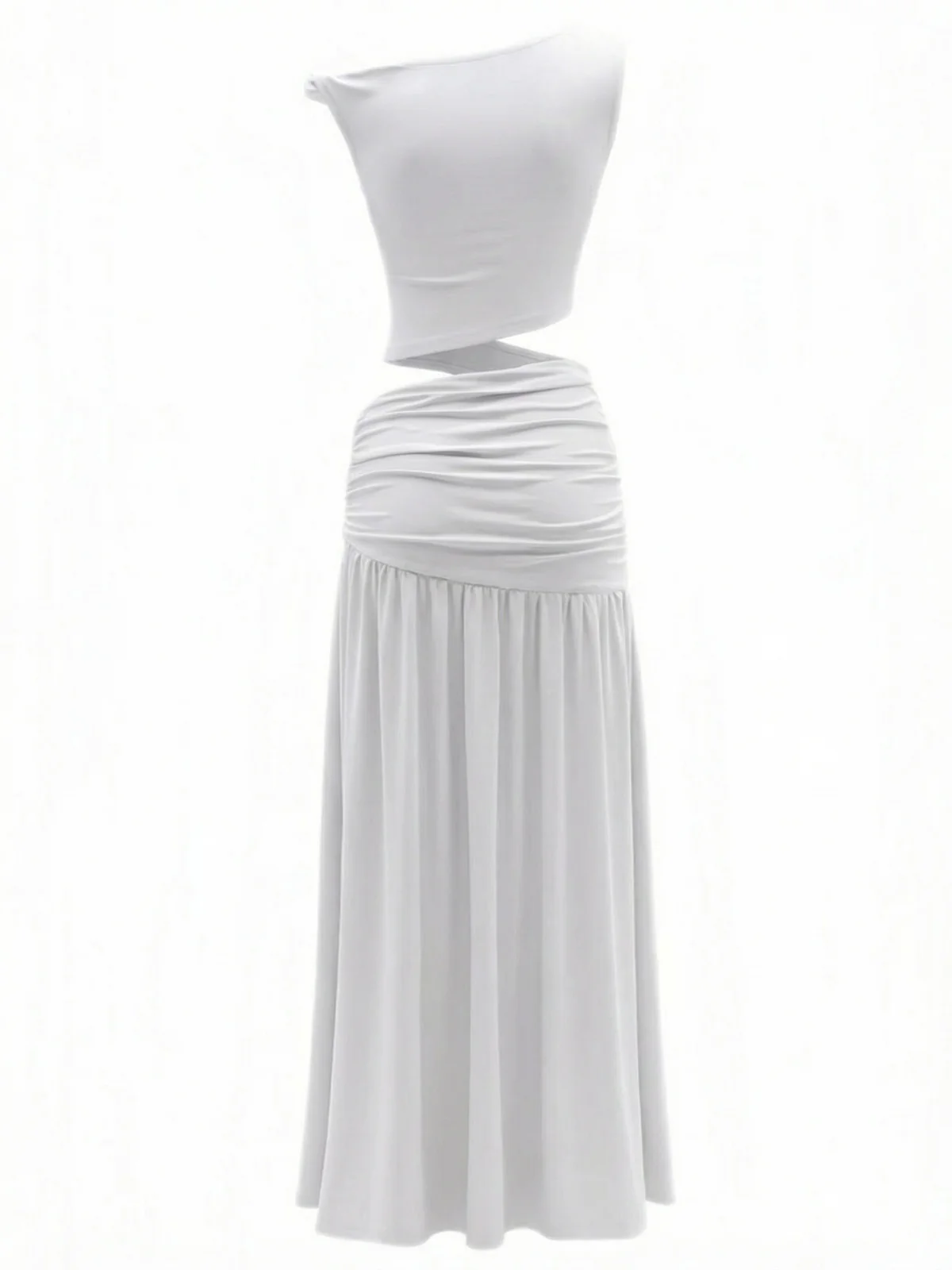 2PCS 1930s Off-Shoulder Top & Slit Ruched Maxi Skirt - Image 5