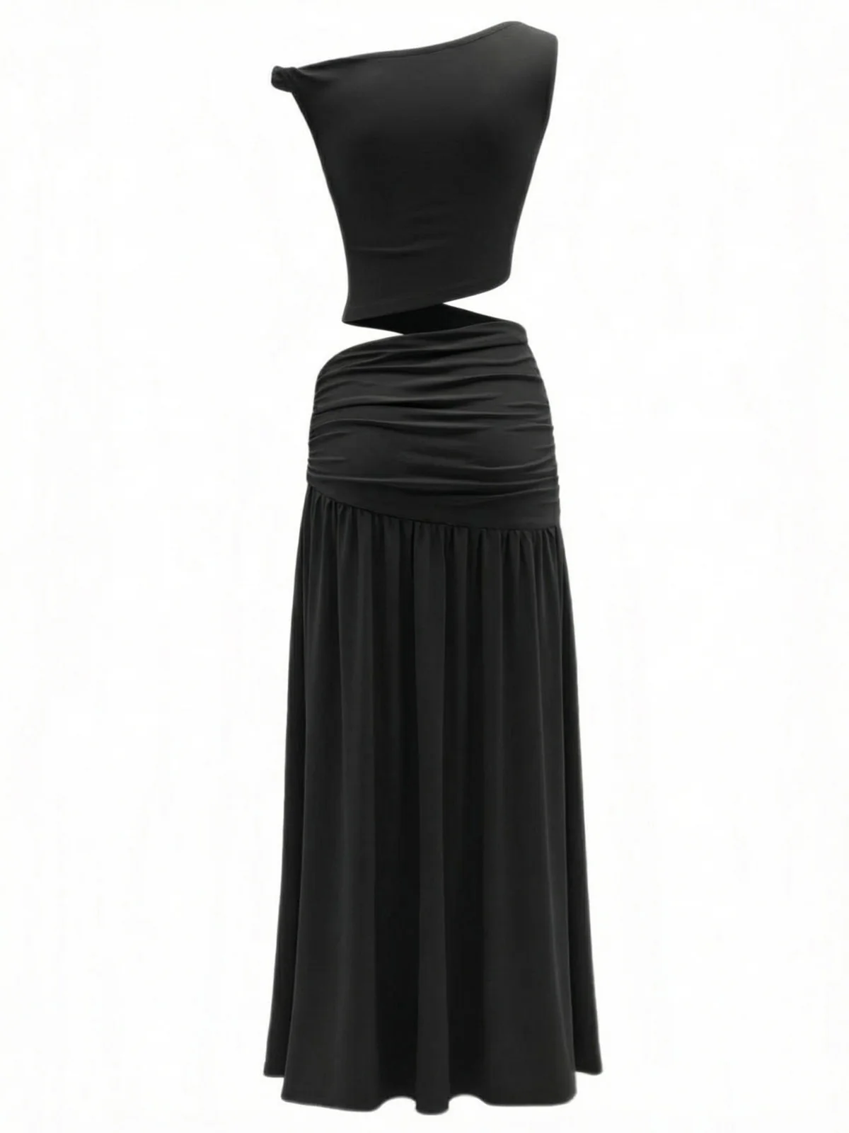 2PCS 1930s Off-Shoulder Top & Slit Ruched Maxi Skirt - Image 7