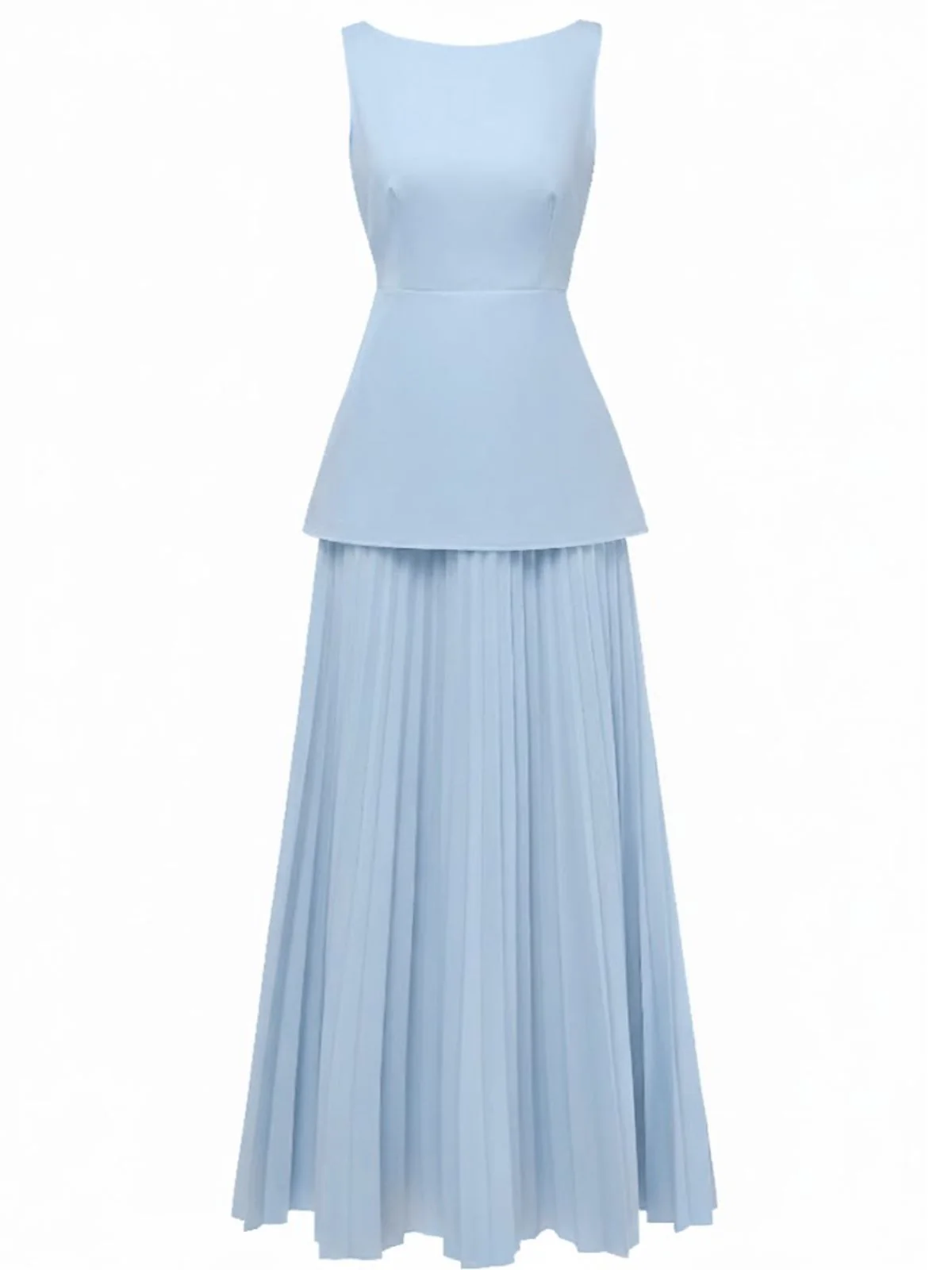 2PCS 1930s Sleeveless Boat Neck Knit Top & Pleated Maxi Skirt - Image 10