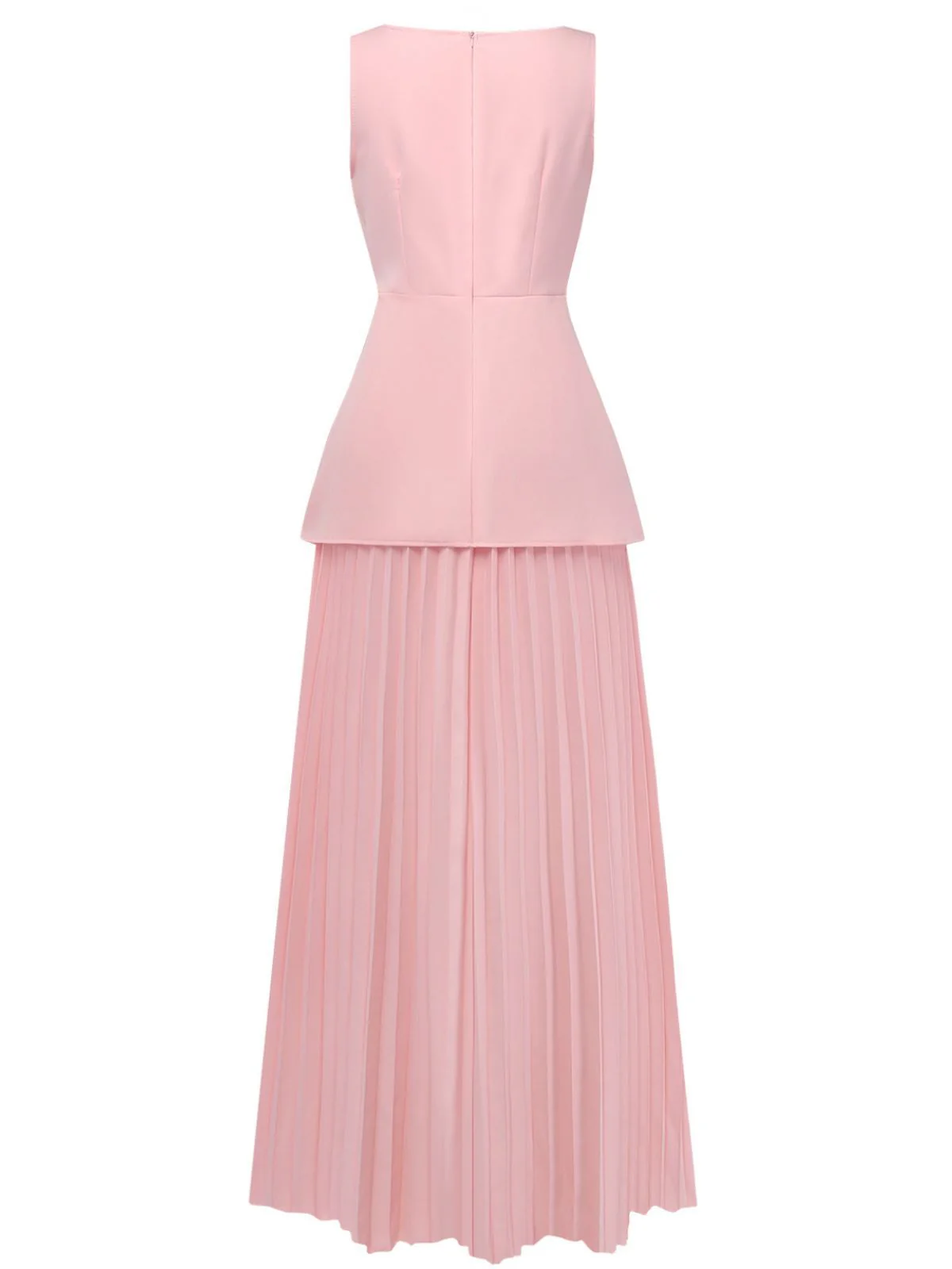2PCS 1930s Sleeveless Boat Neck Knit Top & Pleated Maxi Skirt - Image 3