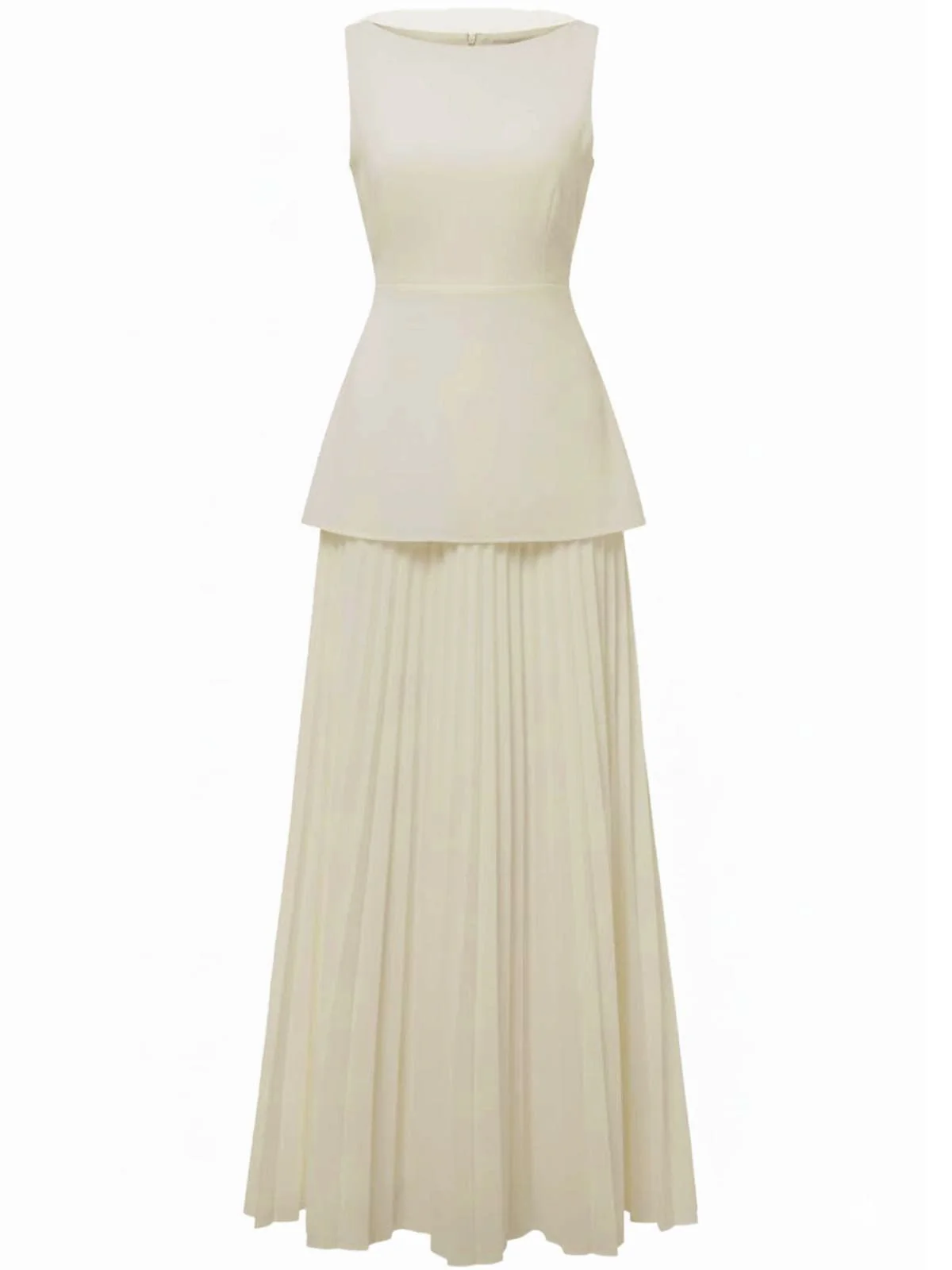 2PCS 1930s Sleeveless Boat Neck Knit Top & Pleated Maxi Skirt - Image 8