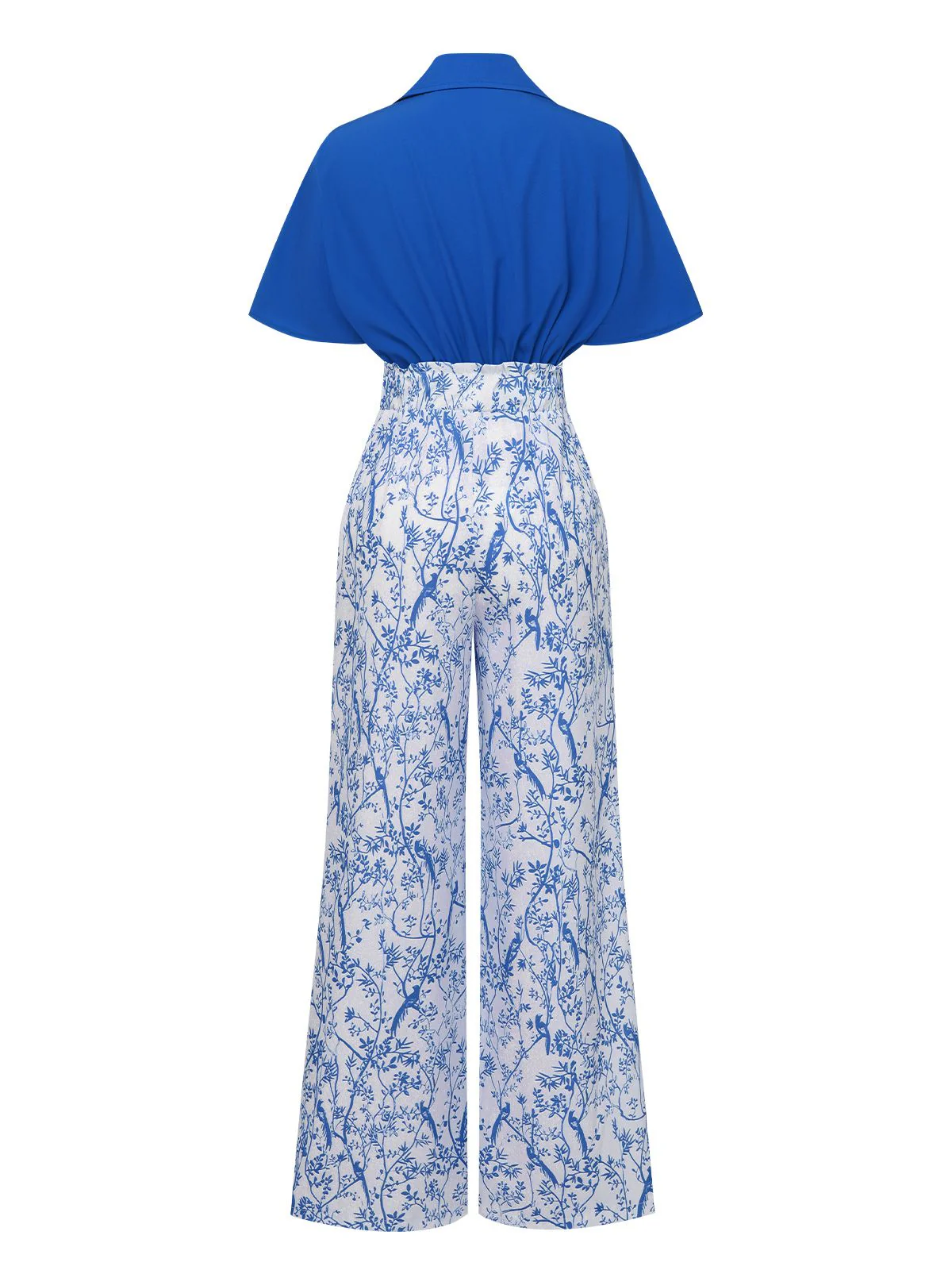 2PCS 1930s Solid Dolman Blouse & Floral Pants - Image 7