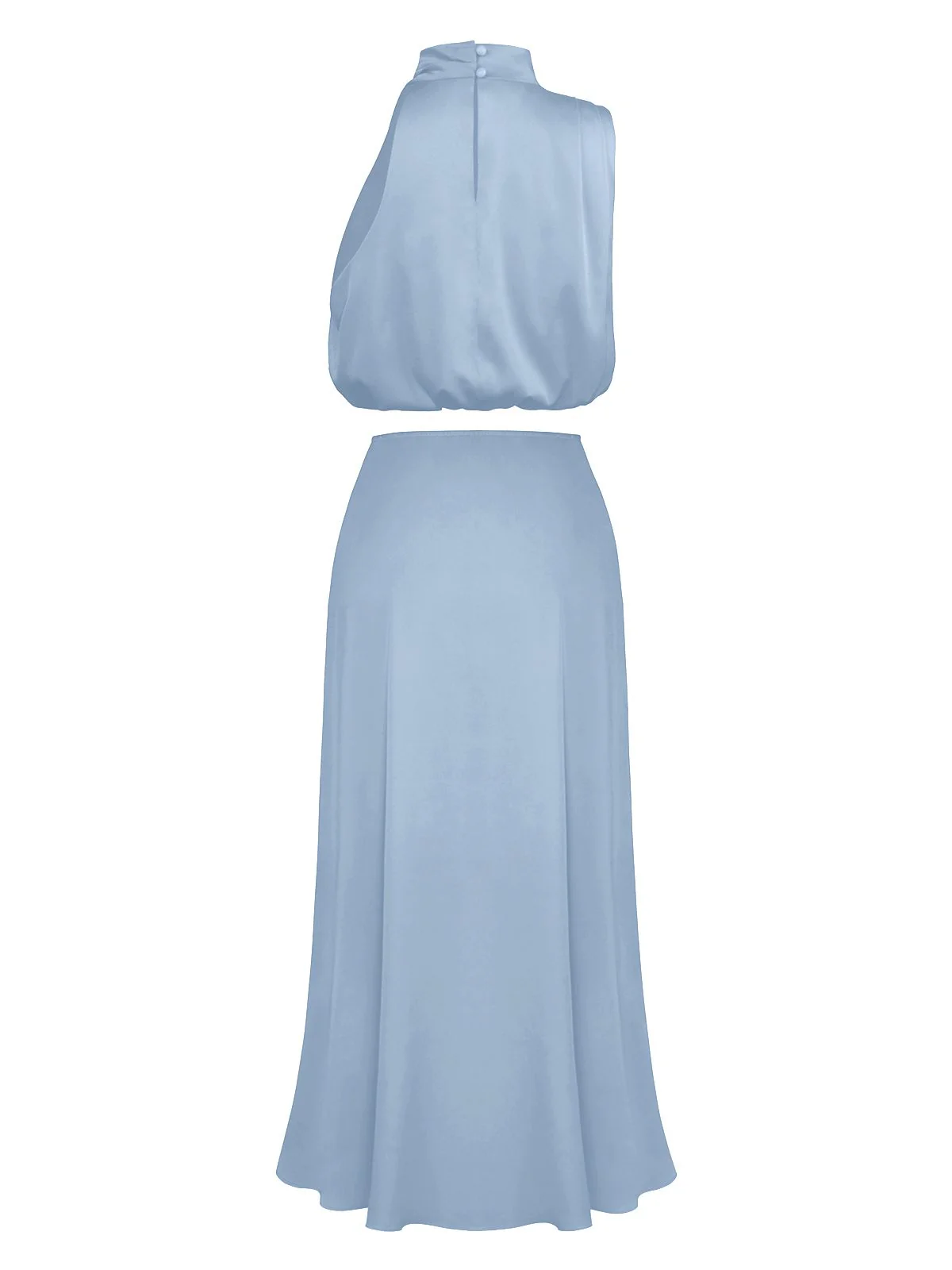 2PCS 1930s Solid Satin Mock Collar Top & Fishtail Skirt - Image 8