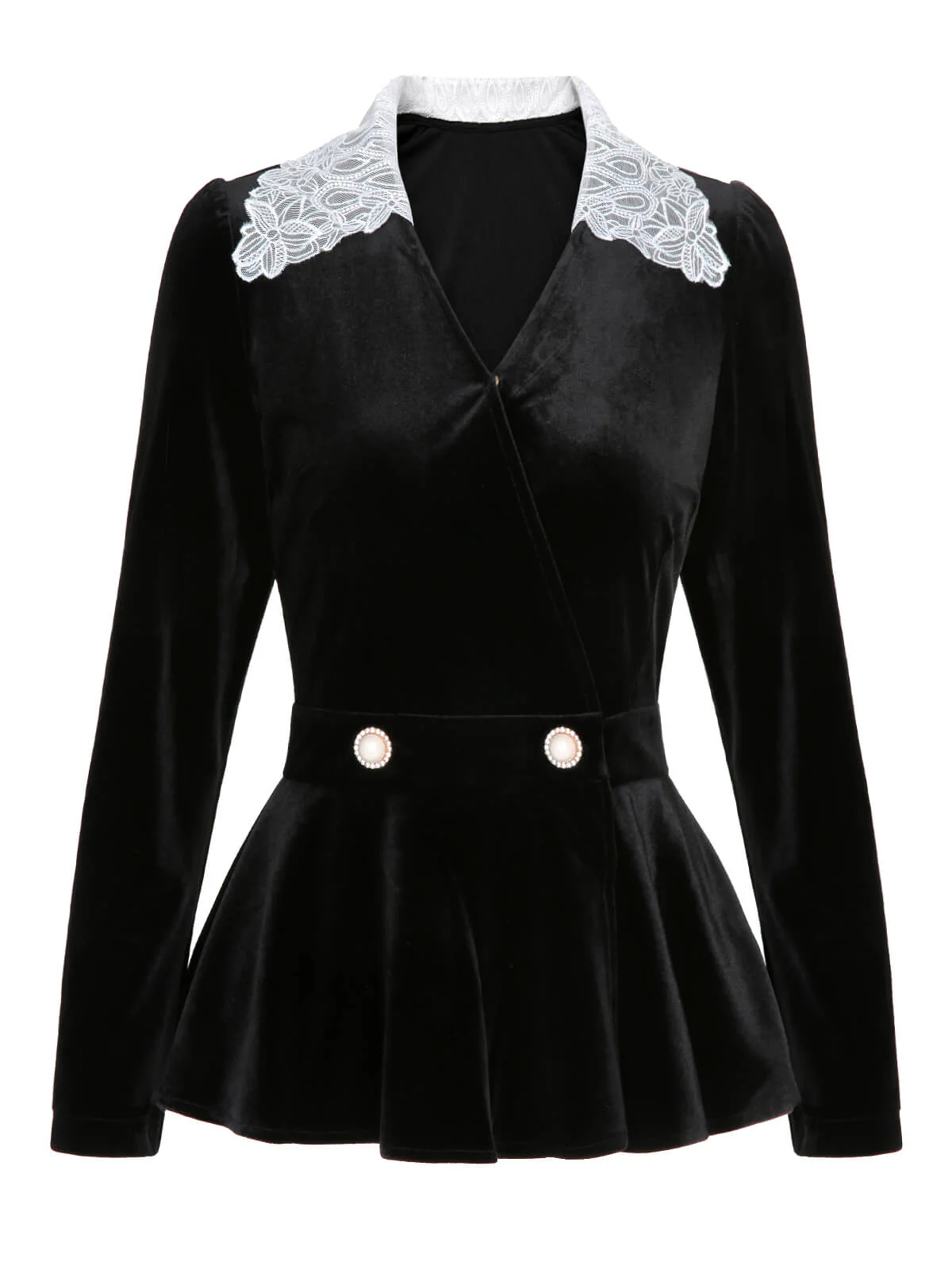 2PCS 1930s Solid Velvet Top & Mermaid Skirt - Image 4