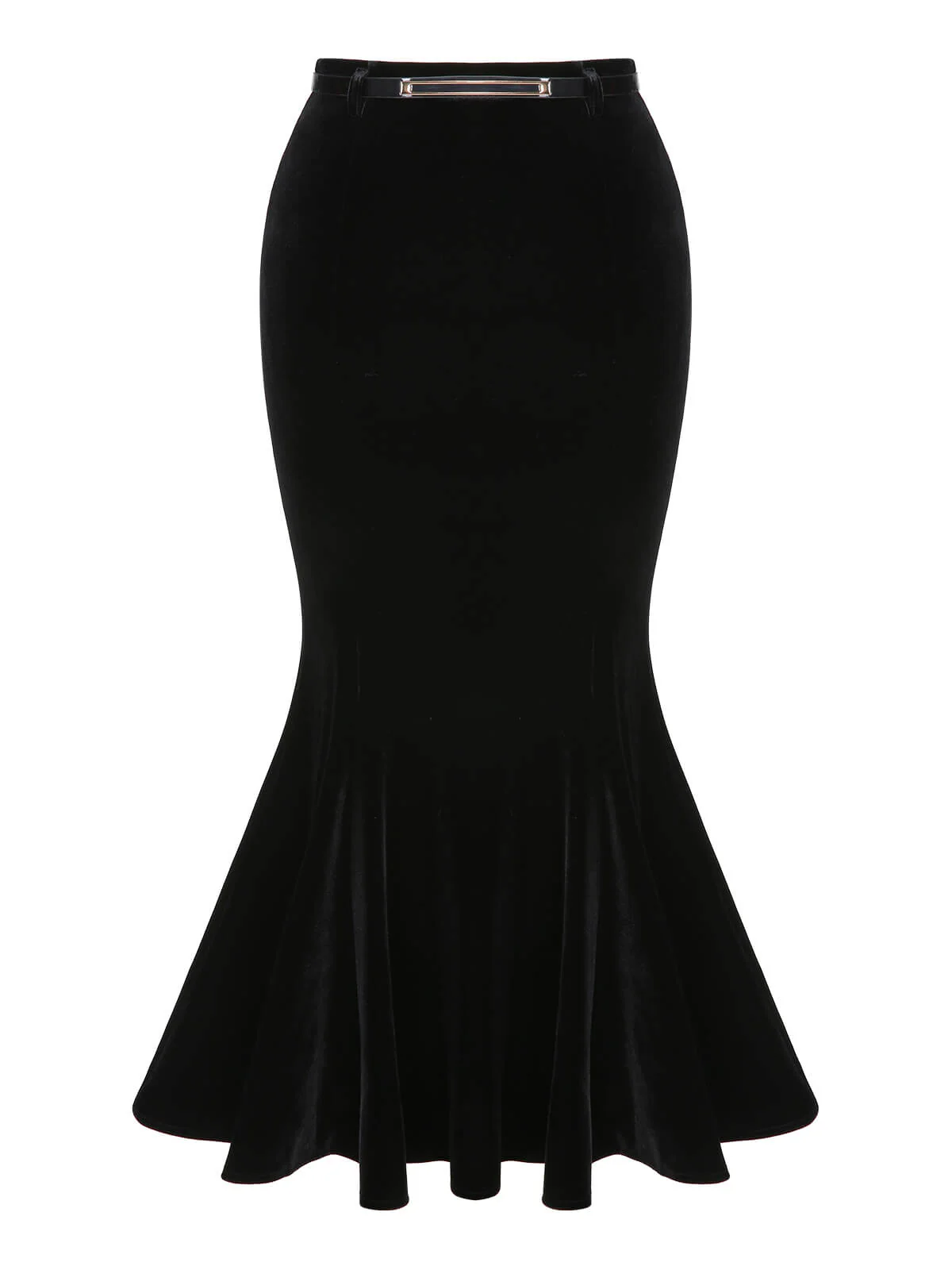 2PCS 1930s Solid Velvet Top & Mermaid Skirt - Image 6