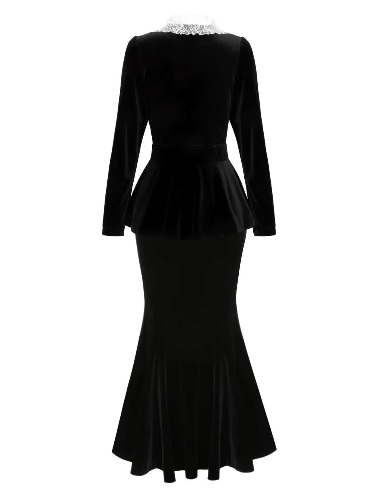 2PCS 1930s Solid Velvet Top & Mermaid Skirt - Image 2