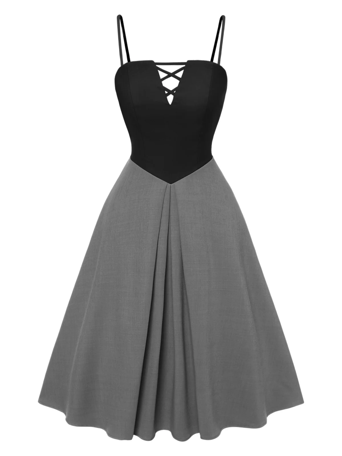 2PCS 1940s Colorblock Pink Blouse & Gray Dress - Image 13