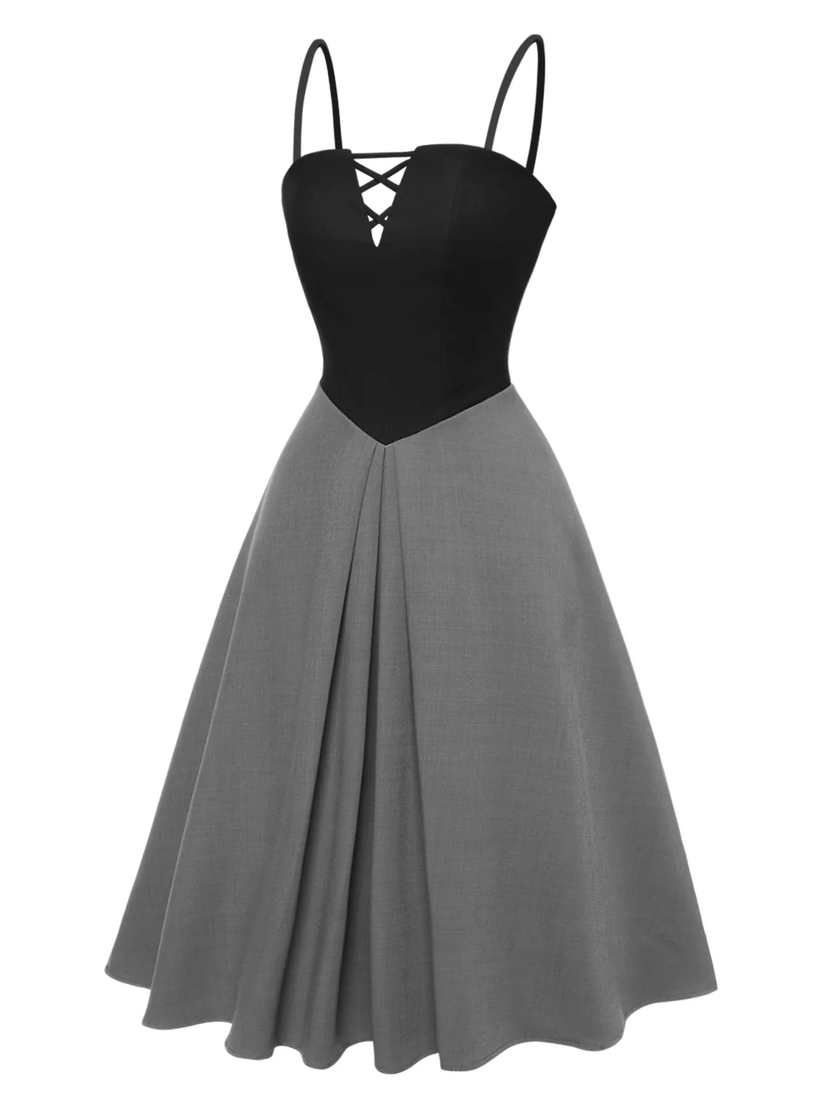 2PCS 1940s Colorblock Pink Blouse & Gray Dress - Image 14