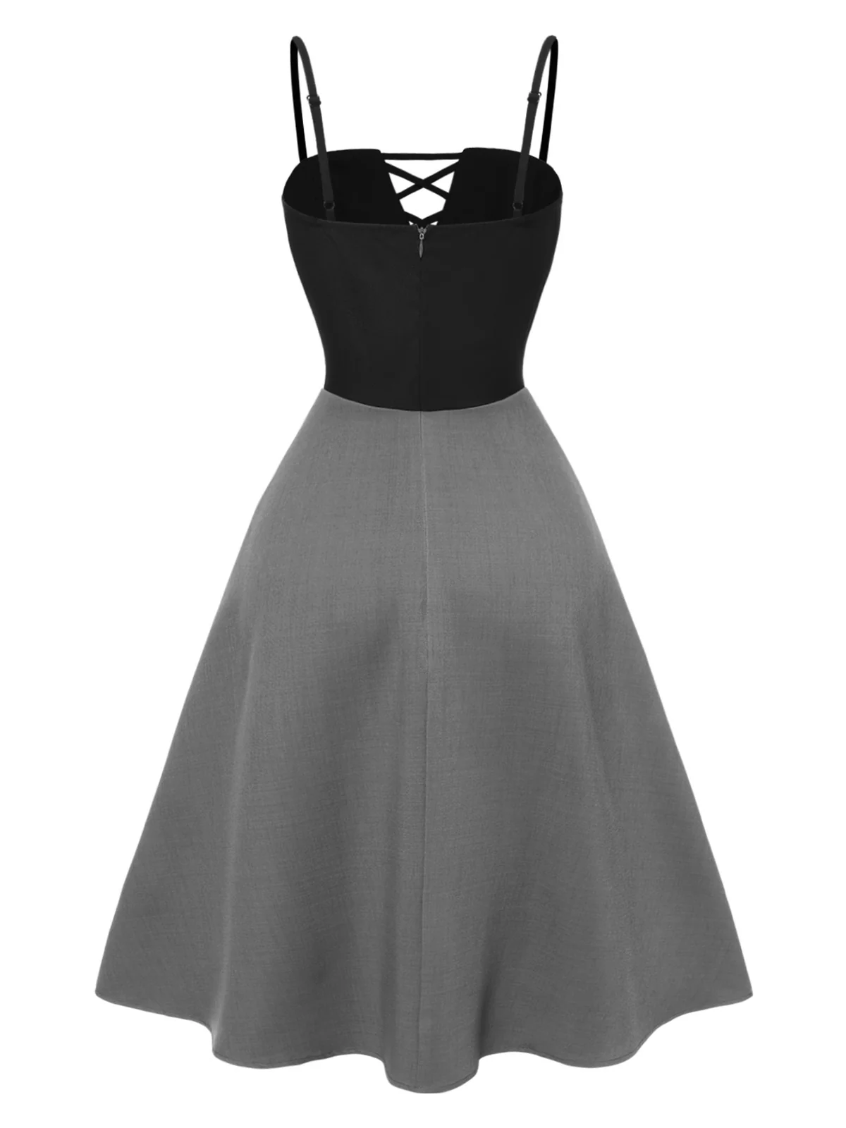 2PCS 1940s Colorblock Pink Blouse & Gray Dress - Image 15