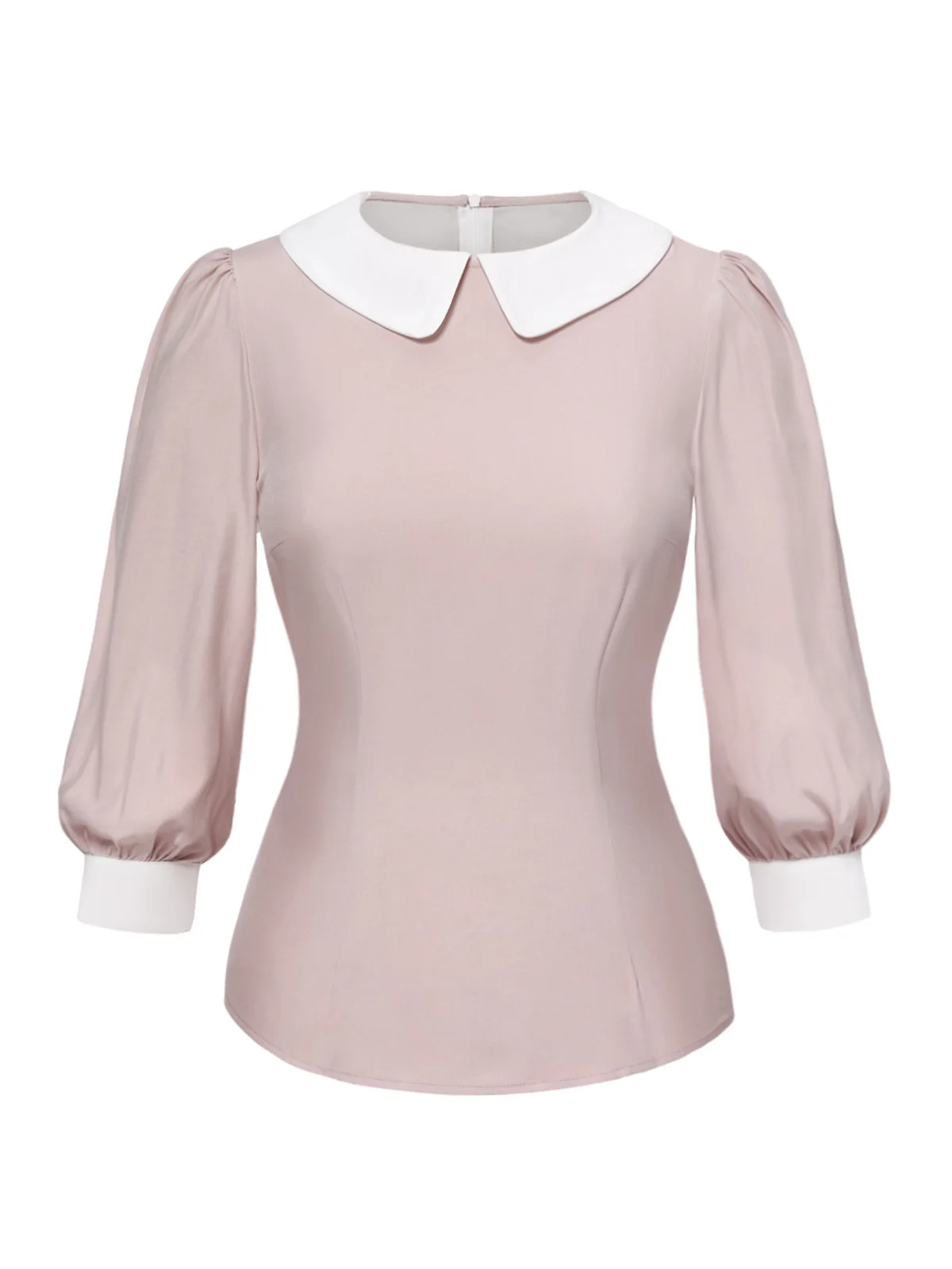 2PCS 1940s Colorblock Pink Blouse & Gray Dress - Image 6