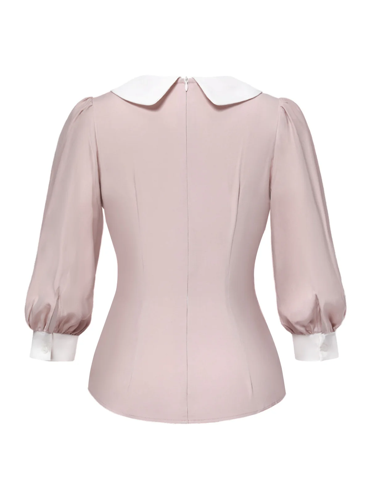 2PCS 1940s Colorblock Pink Blouse & Gray Dress - Image 8