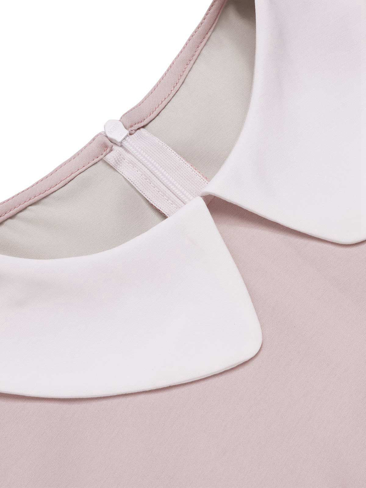 2PCS 1940s Colorblock Pink Blouse & Gray Dress - Image 9