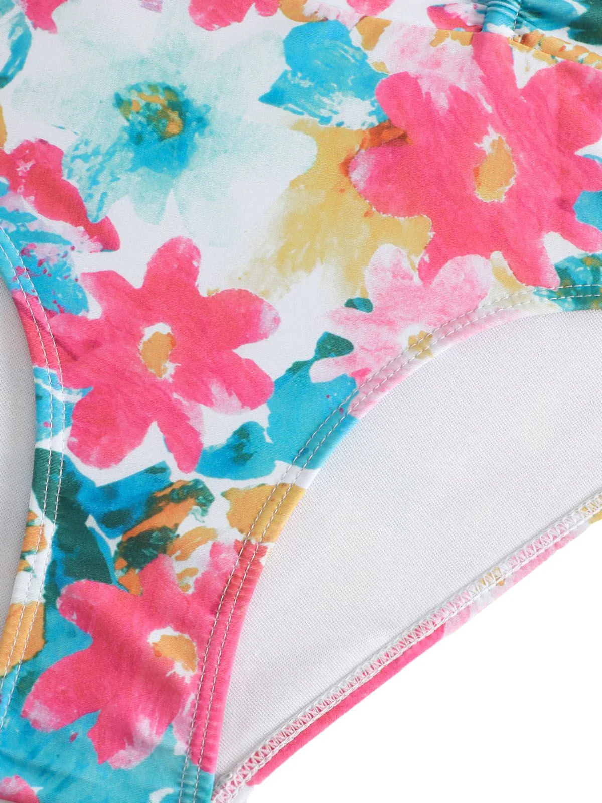 2PCS 1940s Cutout Halter Oil Painting Swimsuit & Cover-Up - Image 2