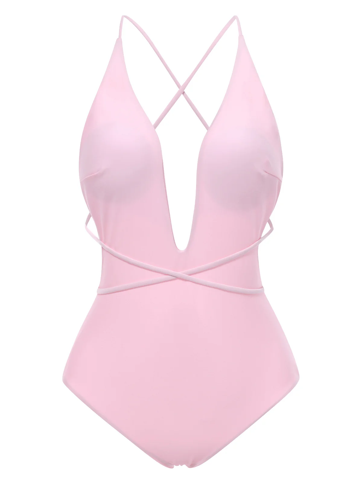 2PCS 1940s Deep-V One-Piece Swimsuit & Lace Cover-Up - Image 6