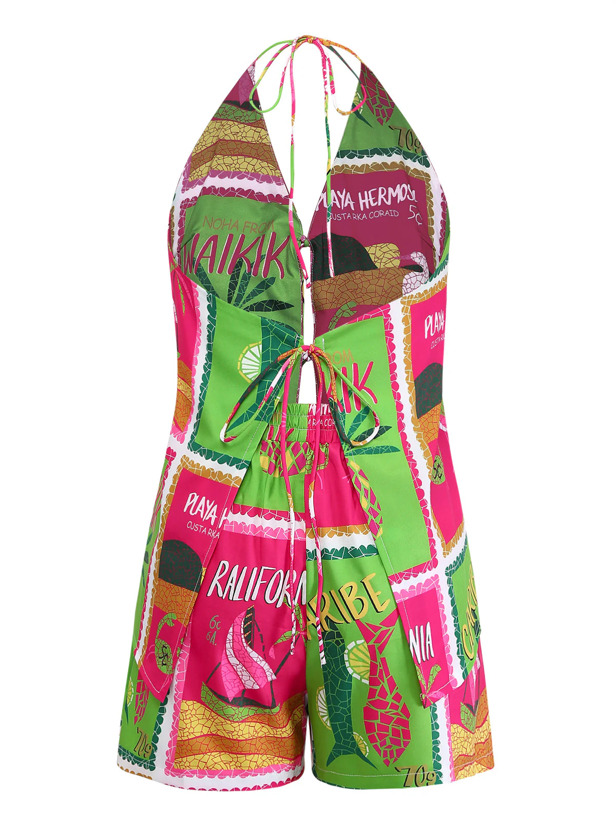 2PCS 1940s Floral Pineapple Spaghetti Strap Cardigan & Shorts - Image 3