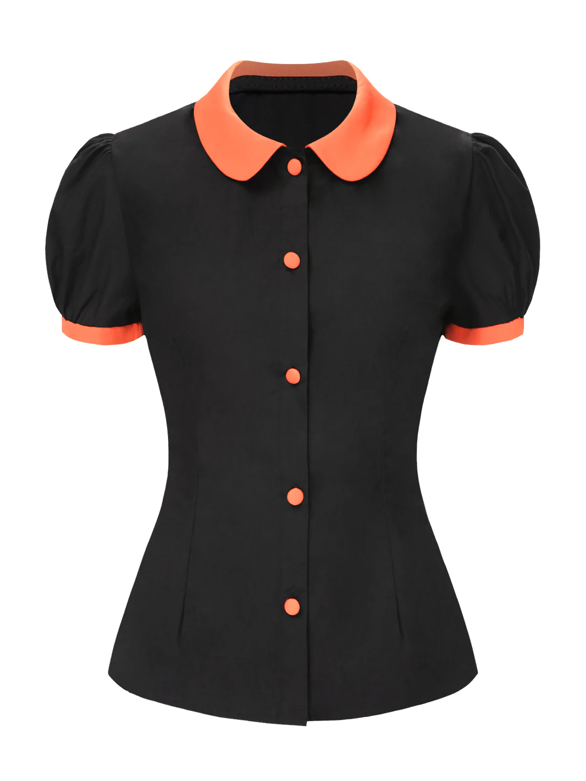 2PCS 1940s Halloween Peter Pan Collar Blouse & Smiley Face Mesh Skirt - Image 5