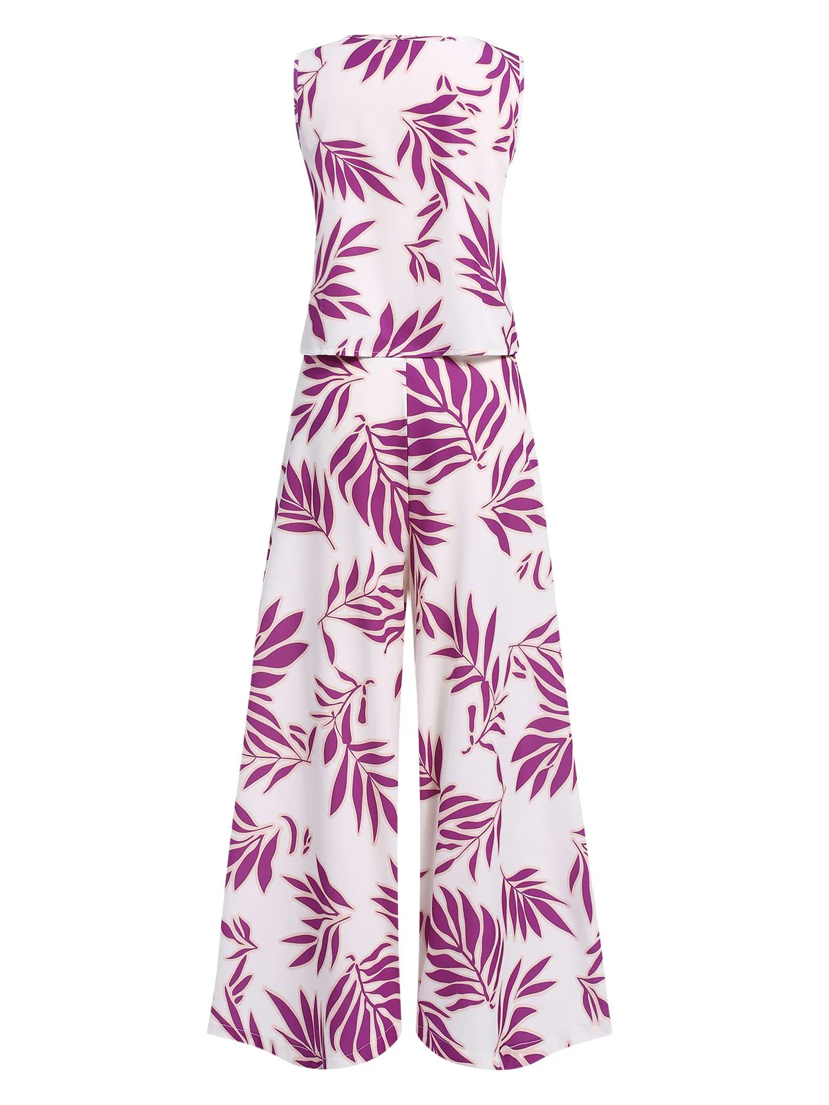 2PCS 1940s Leaves Sleeveless Top & Cropped Pants - Image 2