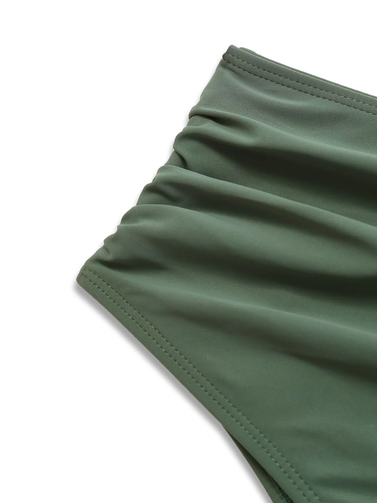 2PCS 1940s Solid Boho Ruffled Skirt Swimsuit - Image 5
