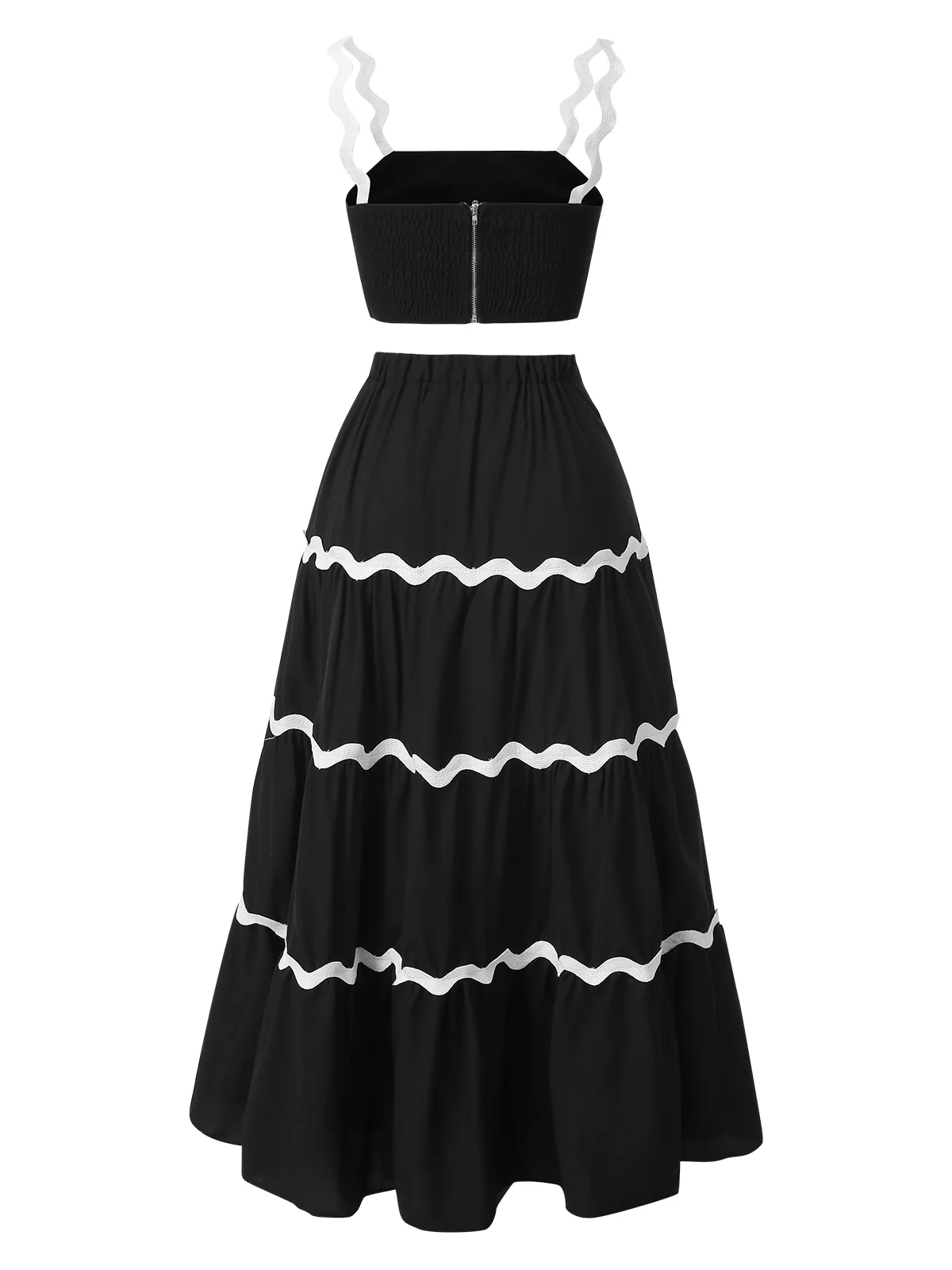 2PCS 1940s Straps Tube Top & Ripple Skirt - Image 2