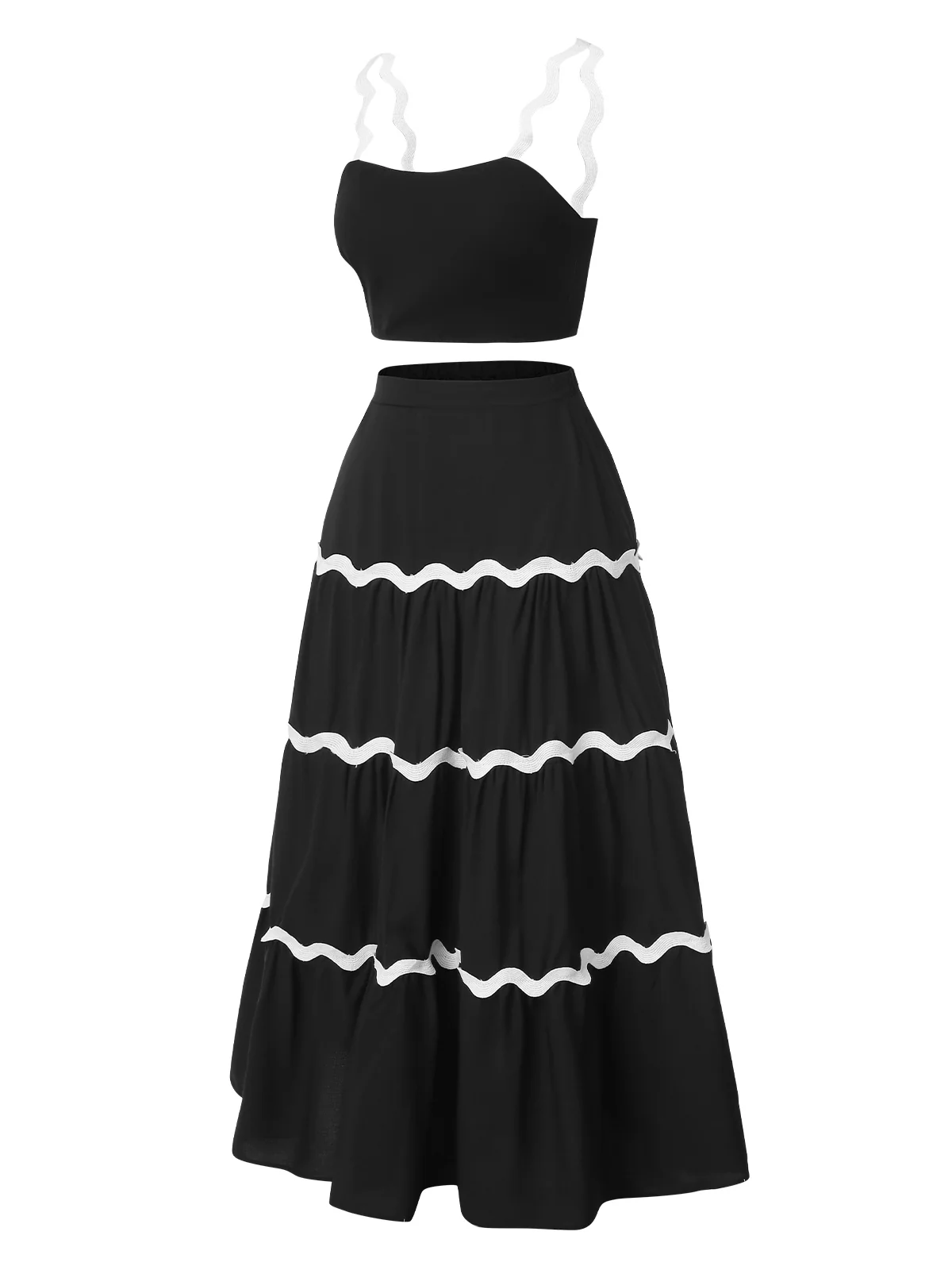 2PCS 1940s Straps Tube Top & Ripple Skirt - Image 3