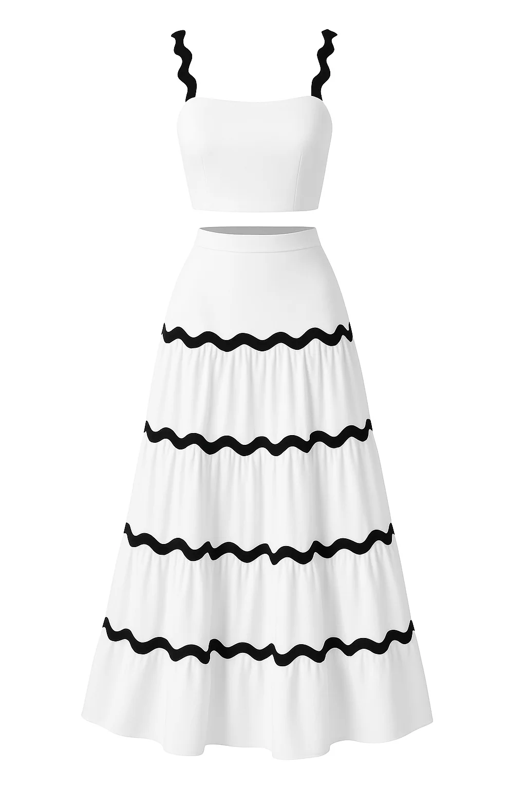 2PCS 1940s Straps Tube Top & Ripple Skirt - Image 4