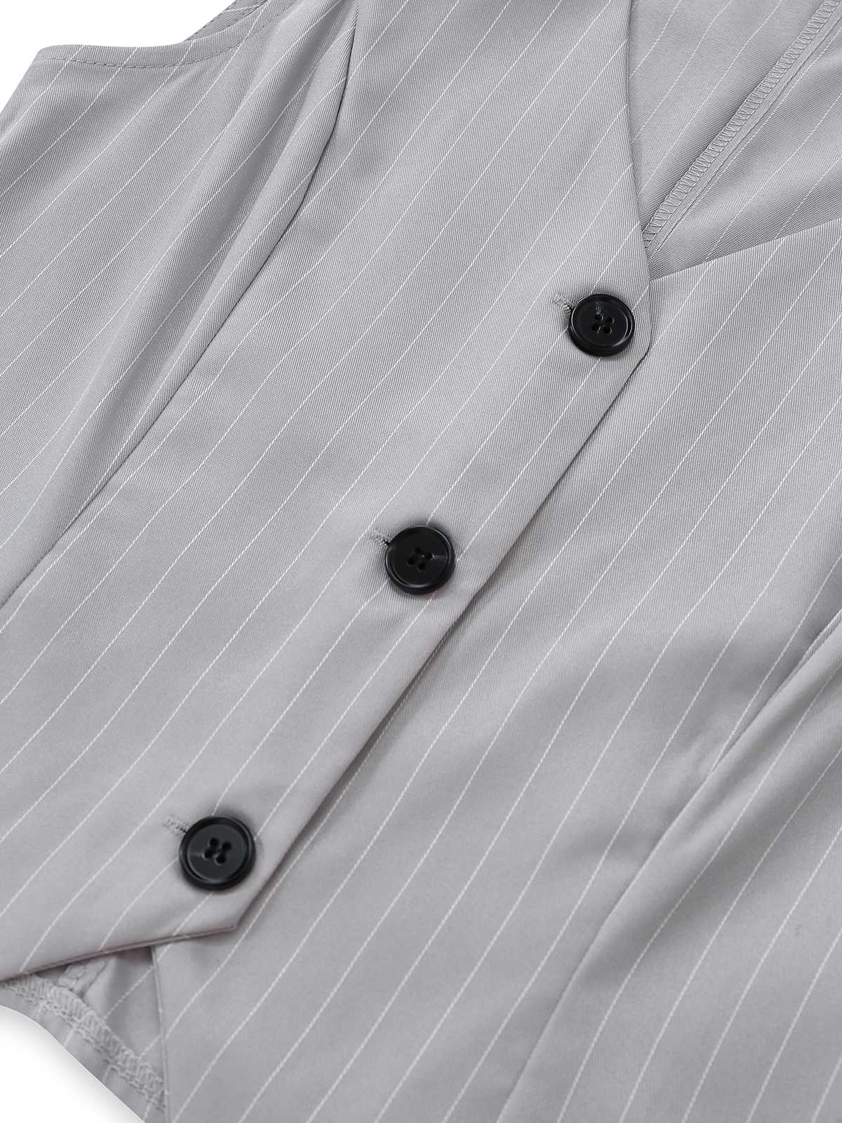 2PCS 1940s Stripe Sleeveless Vest & Midi Skirt - Image 4