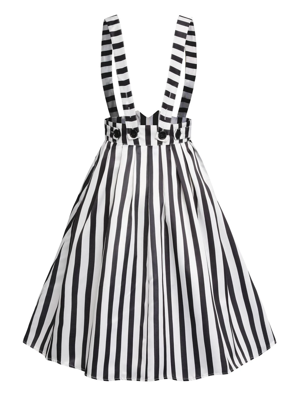 2PCS 1950s Black Solid Blouse & Suspender Skirt - Image 11