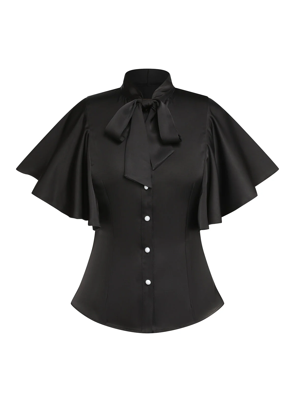 2PCS 1950s Black Solid Blouse & Suspender Skirt - Image 3