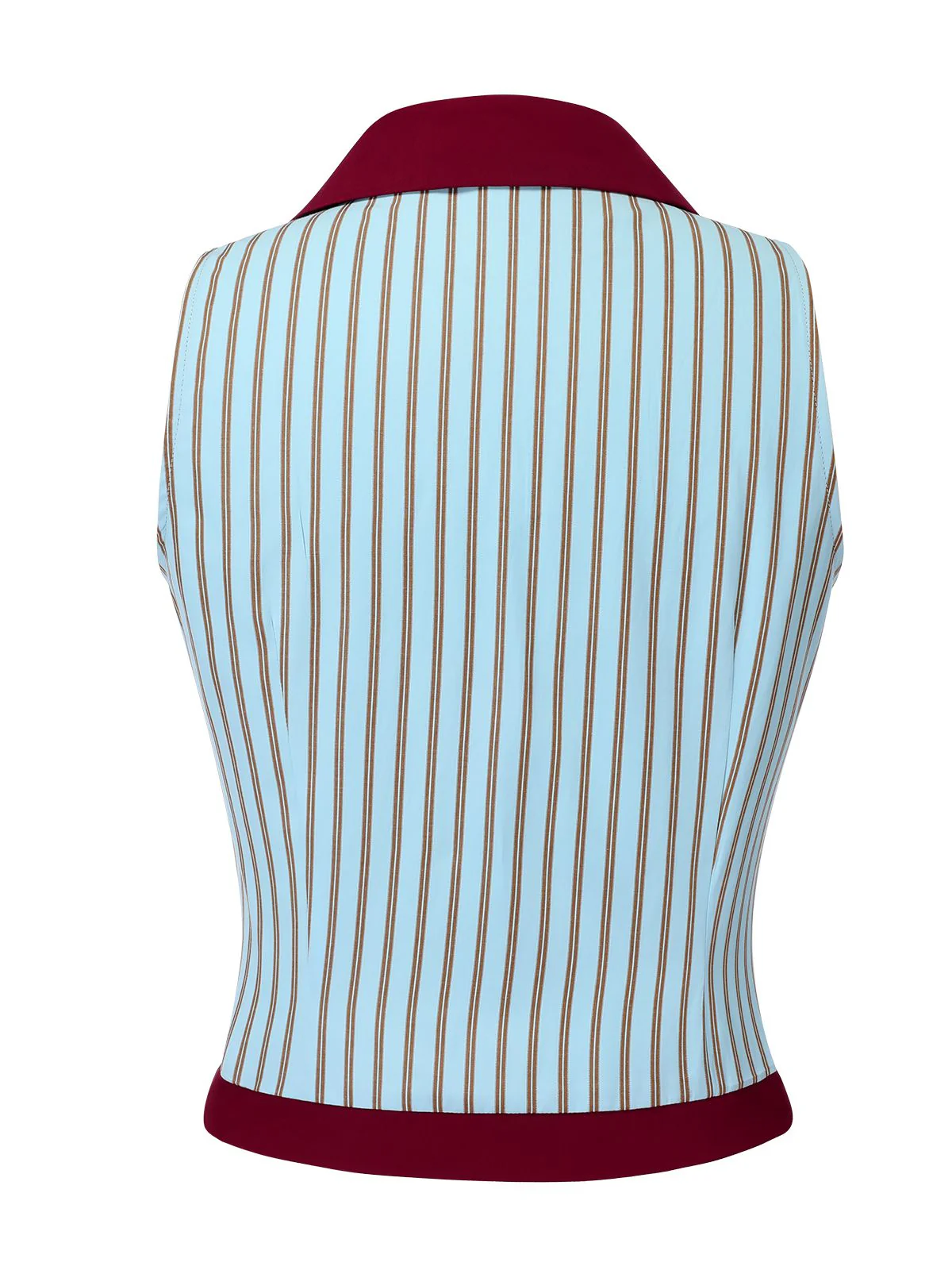 2PCS 1950s Blue Stripes Patchwork Blouse & Red Solid Shorts - Image 7