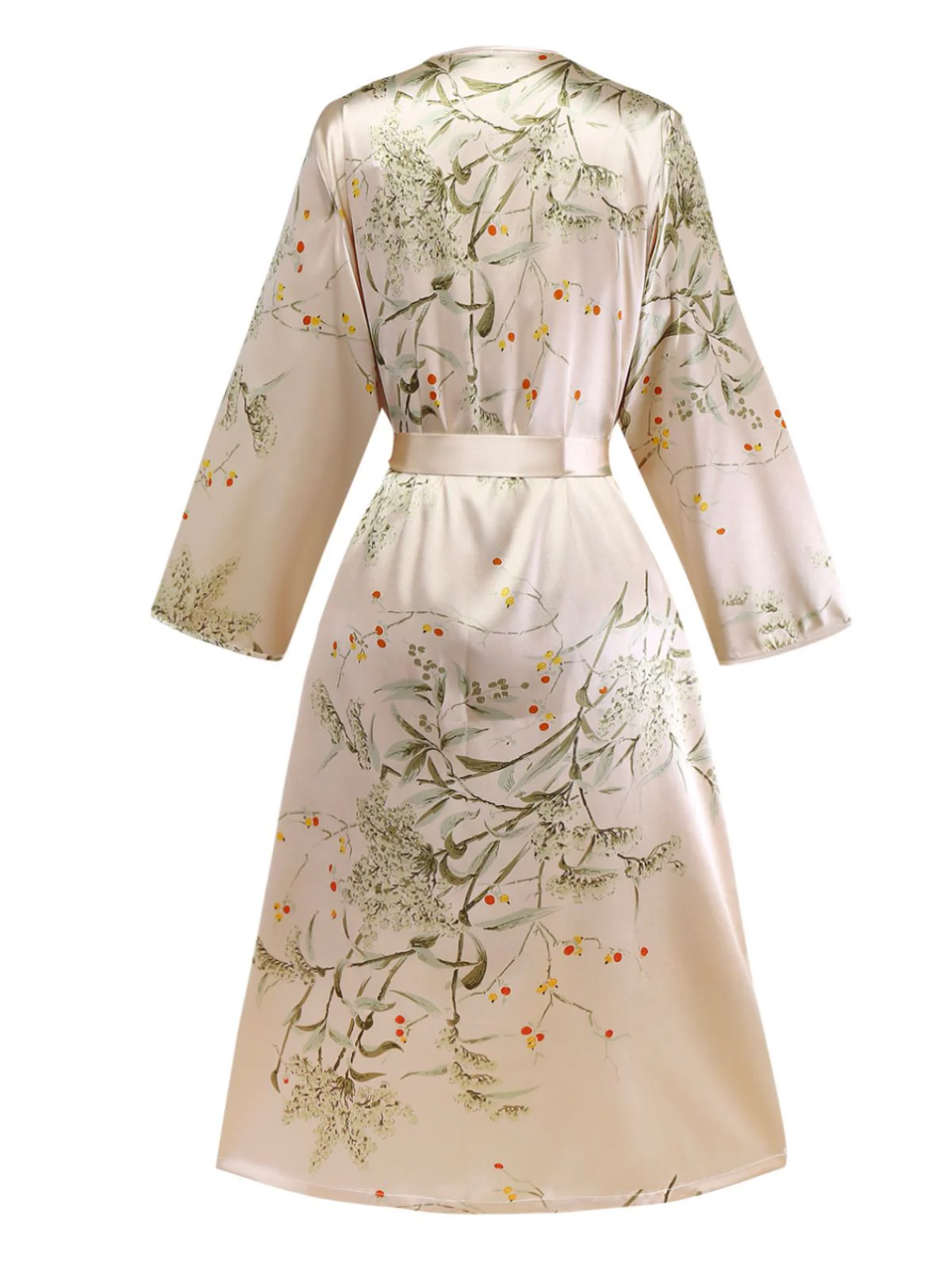 2PCS 1950s Floral Straps Satin Nightgown & Matching Robe - Image 3