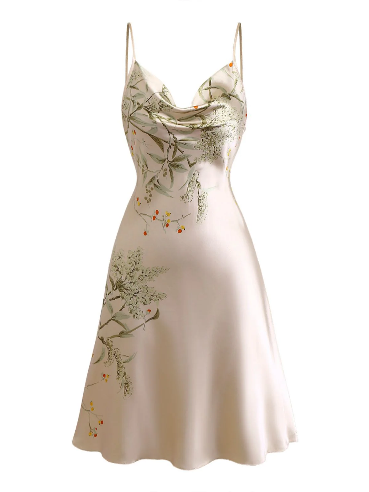 2PCS 1950s Floral Straps Satin Nightgown & Matching Robe - Image 4