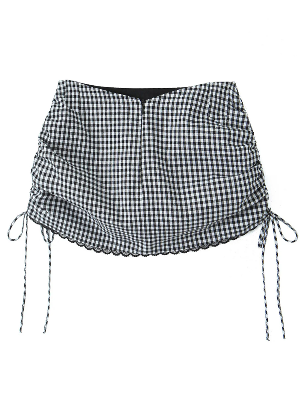 1970s Gingham Plaid Lace Bow Skirt - Image 2
