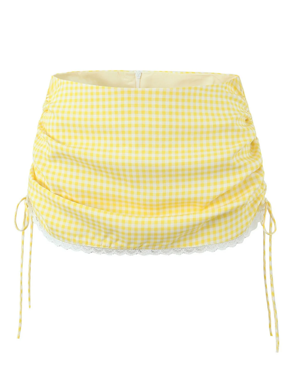 1970s Gingham Plaid Lace Bow Skirt - Image 3