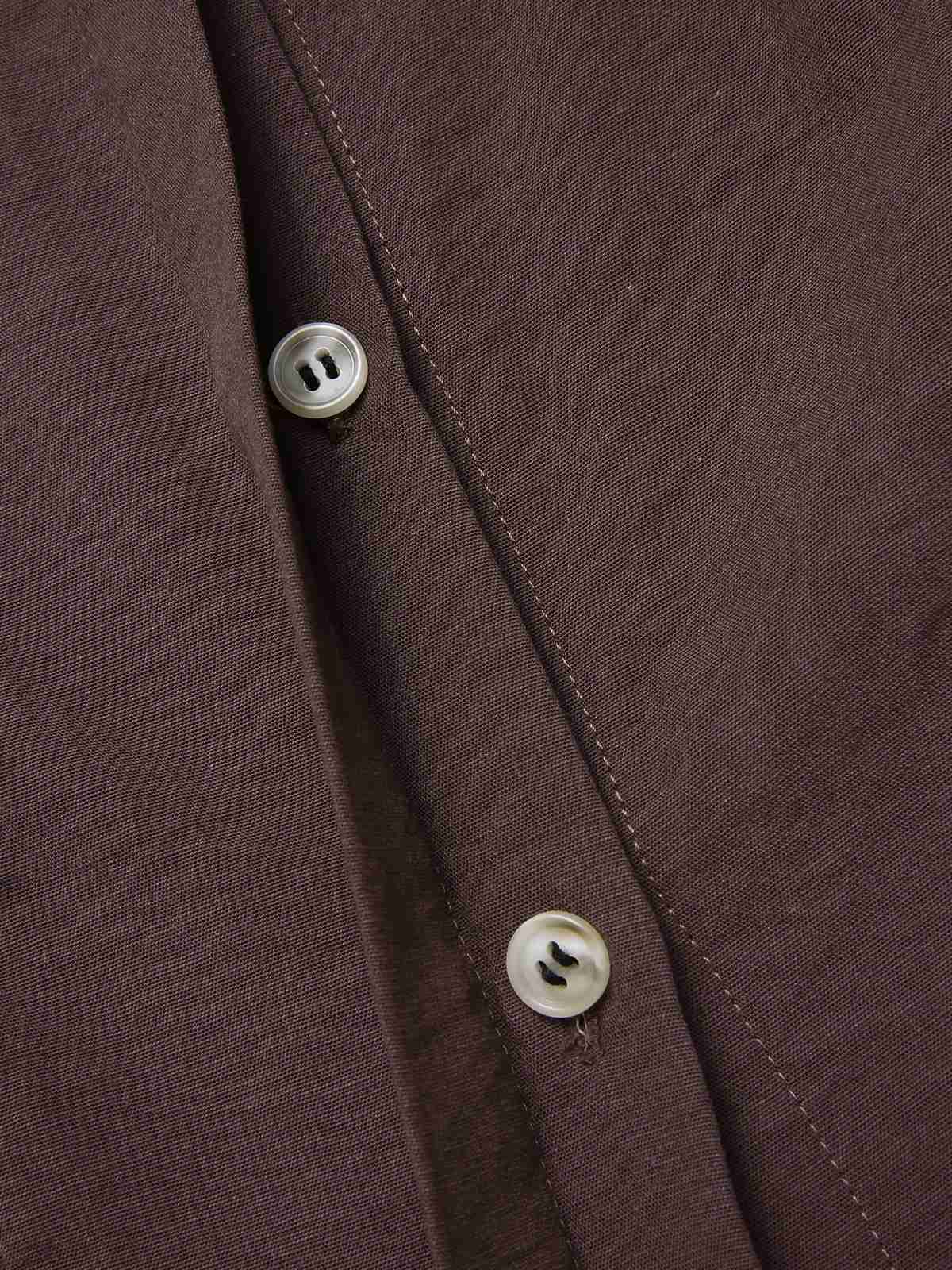 Brown 1950s Solid Lantern Sleeve Lapel Blouse - Image 8